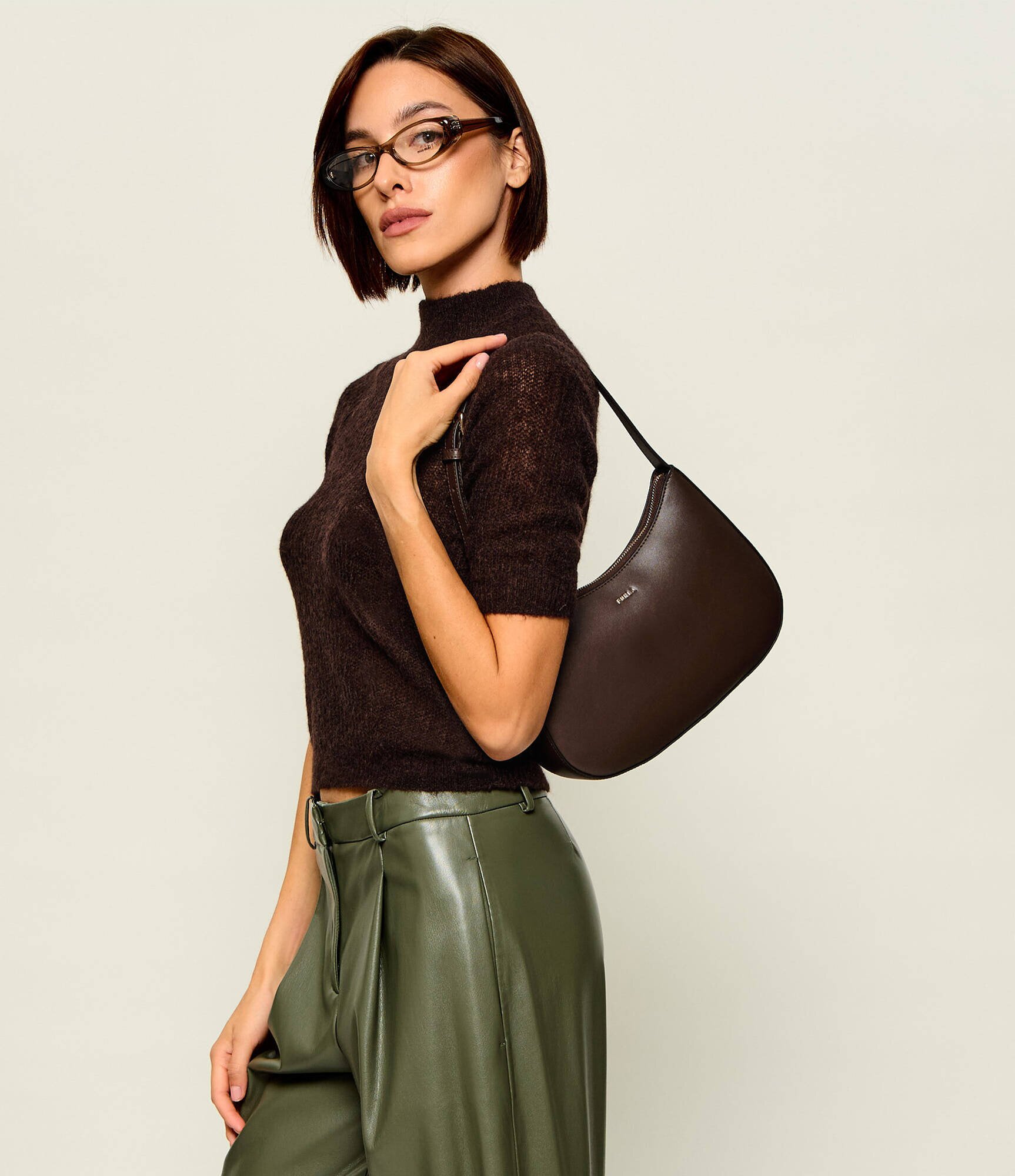 Furla De piele geantă pe umăr Margot