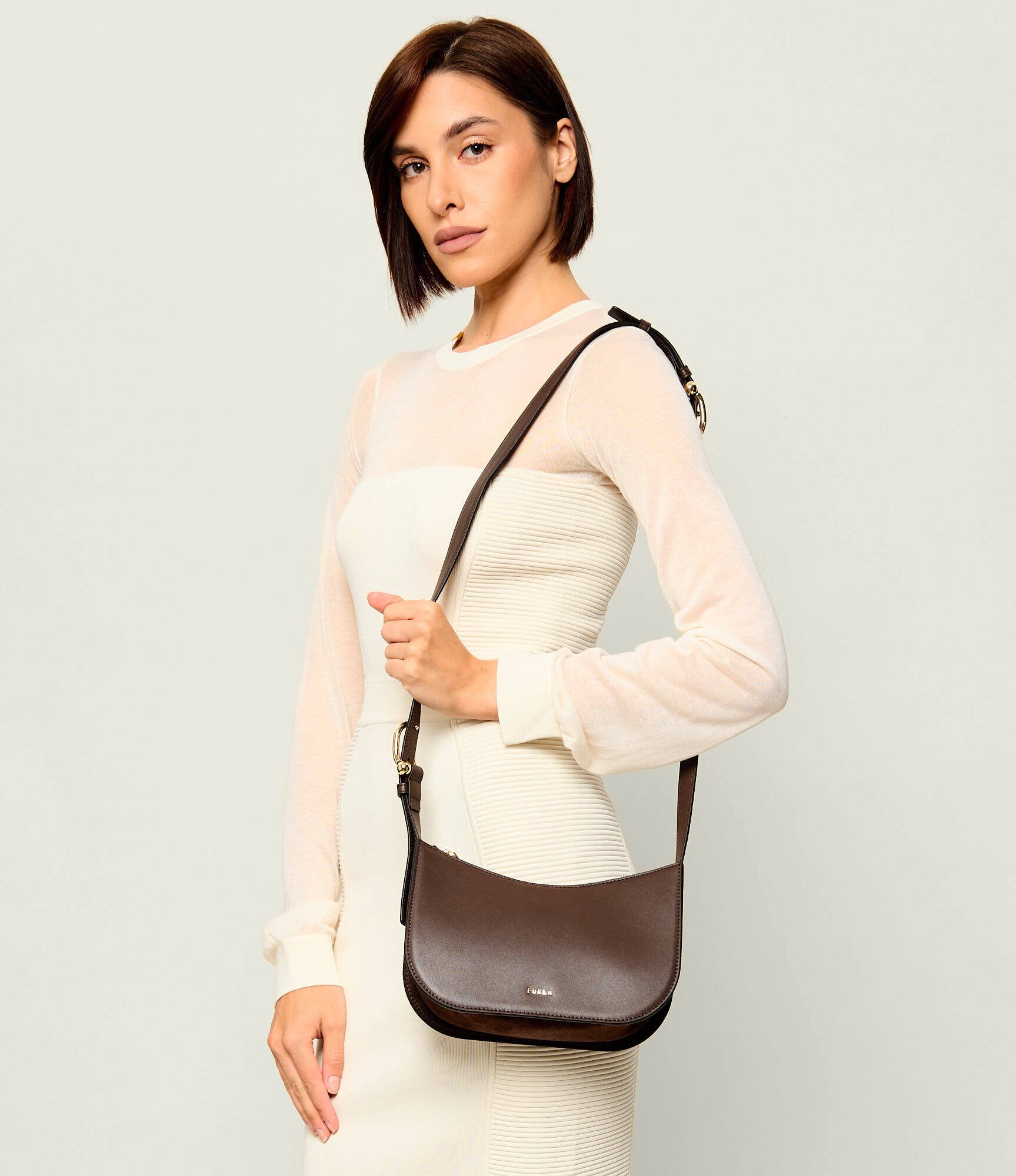 Furla De piele geantă pe umăr Sara | piele întoarsă
