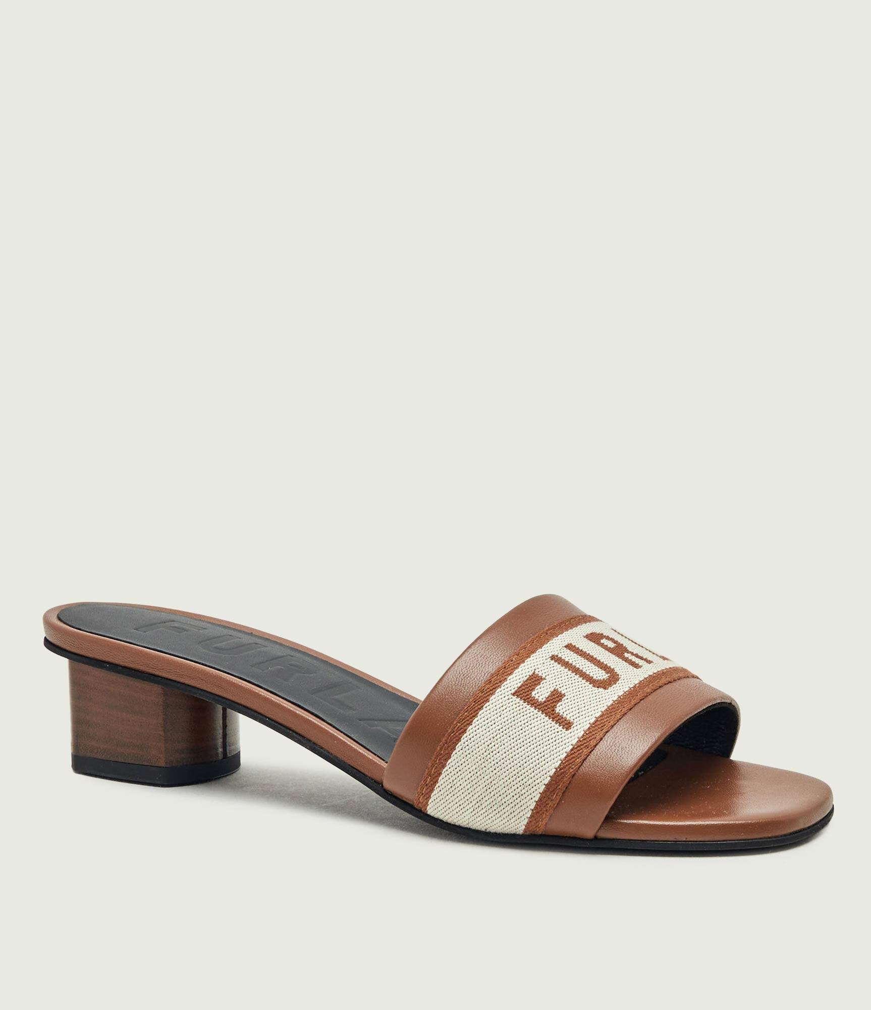 Furla De piele șlapi cu toc gros CILINDRO