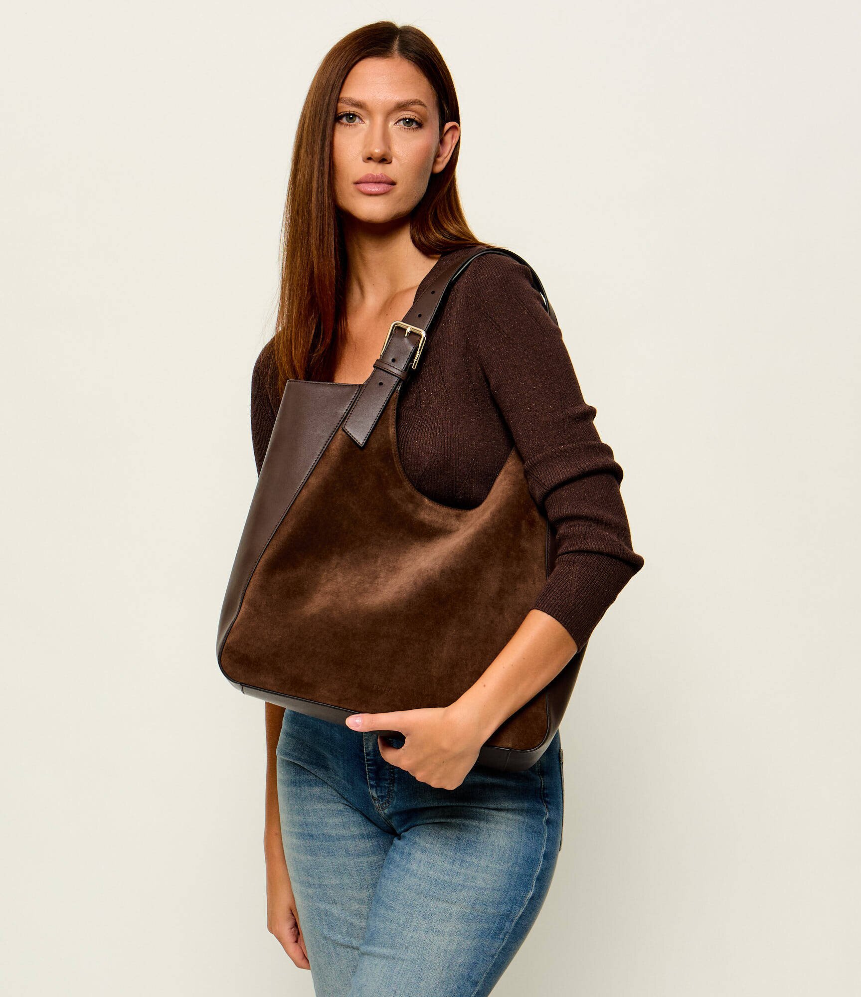 Furla Geantă shopper Dora L | zamsz cu adaos de piele