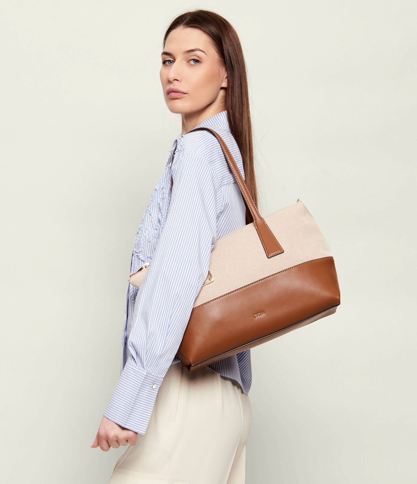 Furla Geantă shopper OLIVIA cu adaos de piele