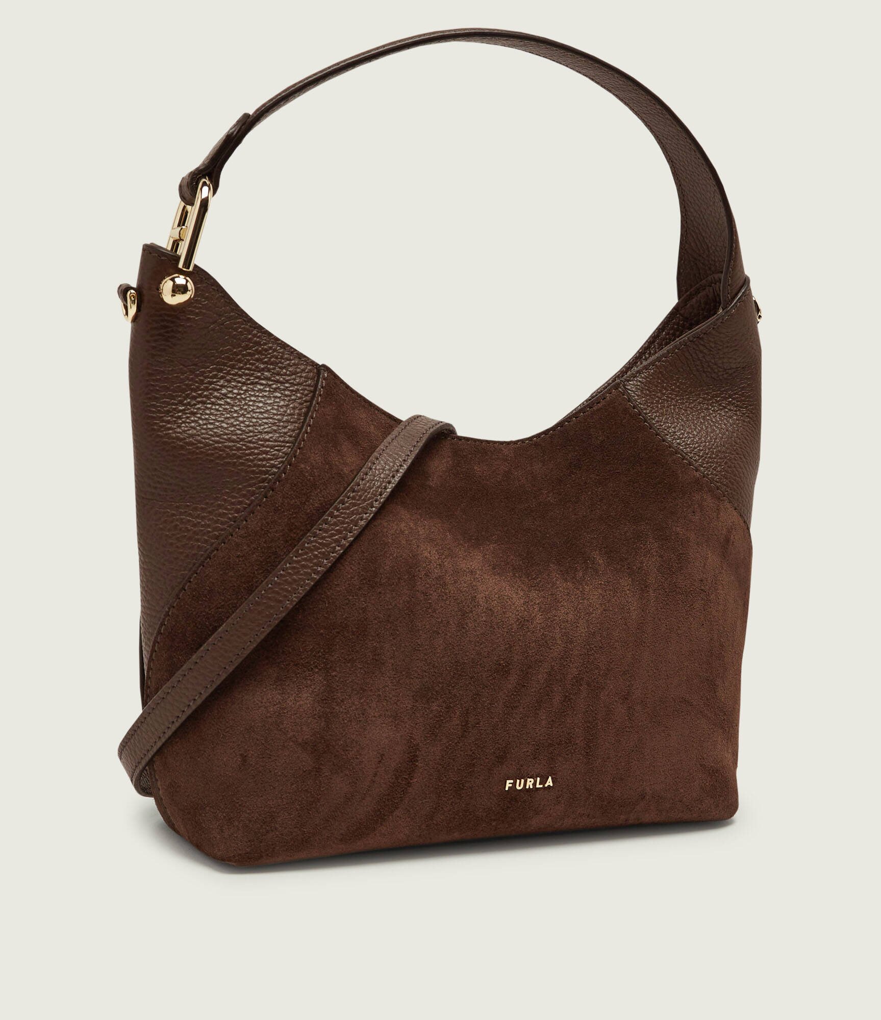 Furla Hobo Lara | piele întoarsă cu adaos de piele