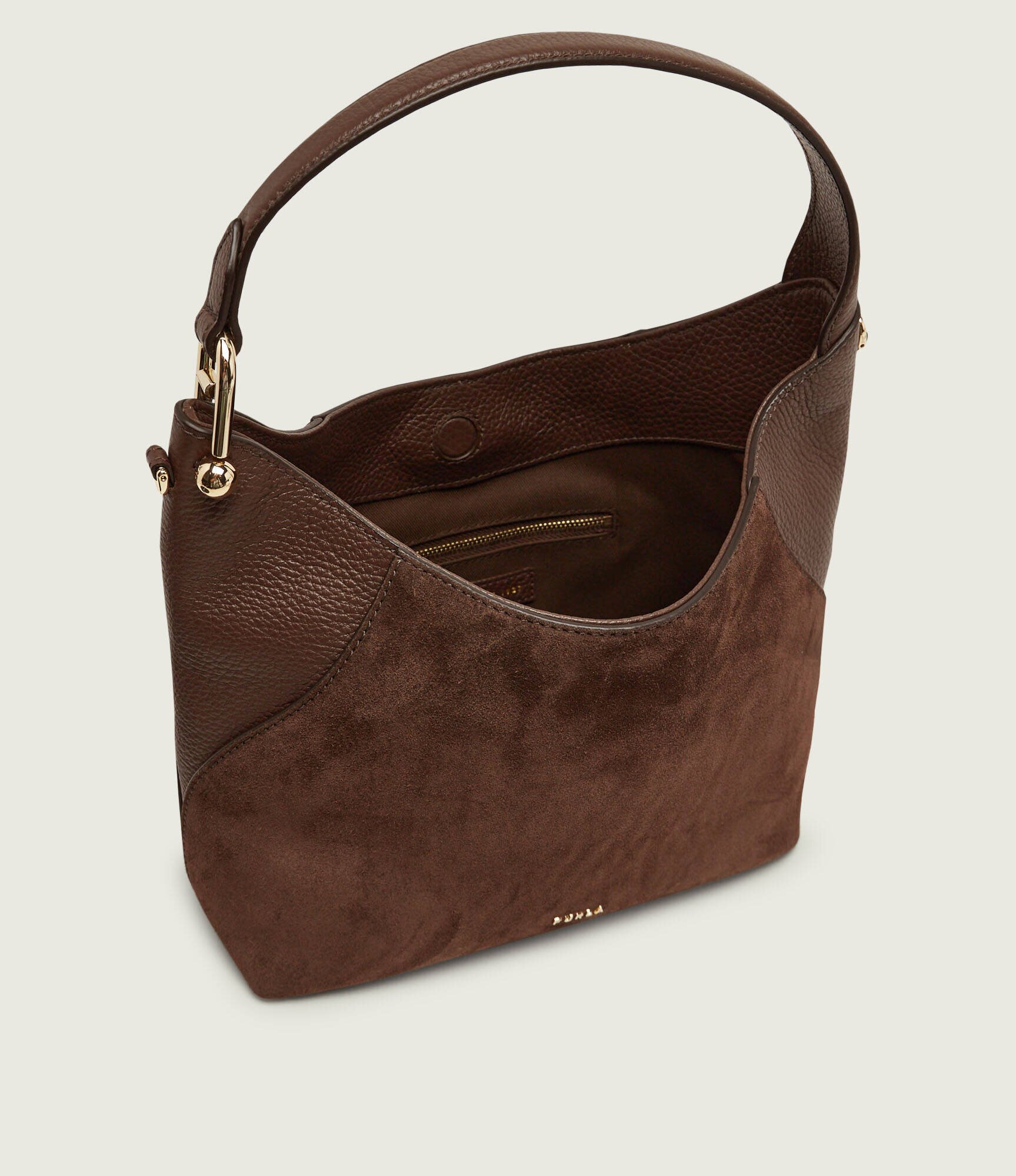 Furla Hobo Lara | piele întoarsă cu adaos de piele