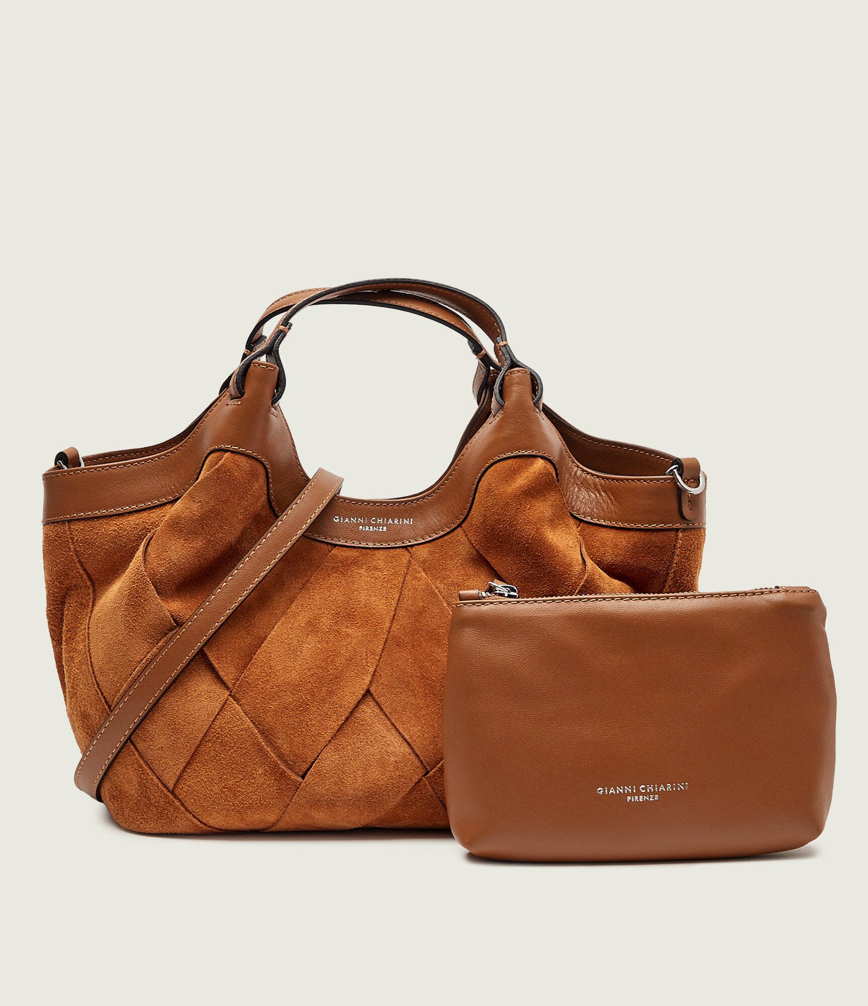 GIANNI CHIARINI Cufăr + borsetă DUA | piele întoarsă