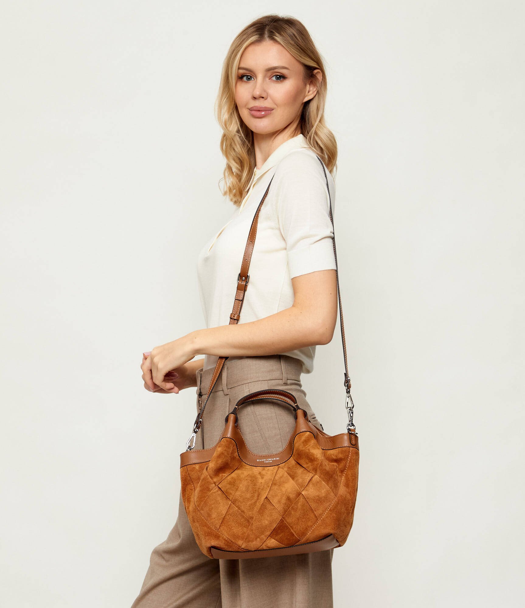 GIANNI CHIARINI Cufăr + borsetă DUA | piele întoarsă