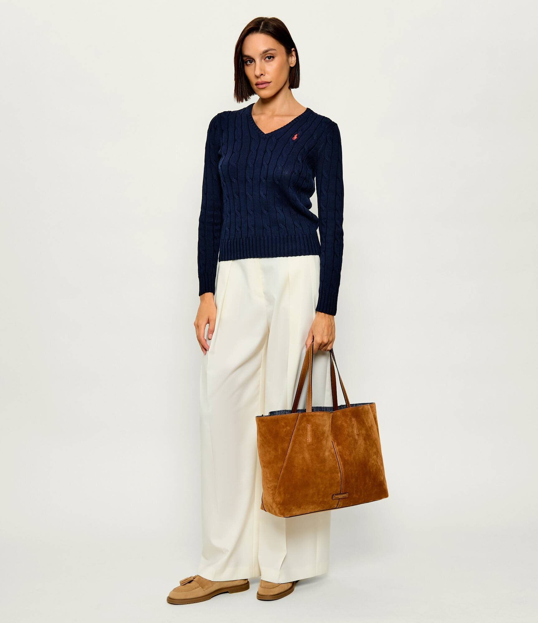 GIANNI CHIARINI De blugi geantă shopper + borsetă MAYA | piele întoarsă