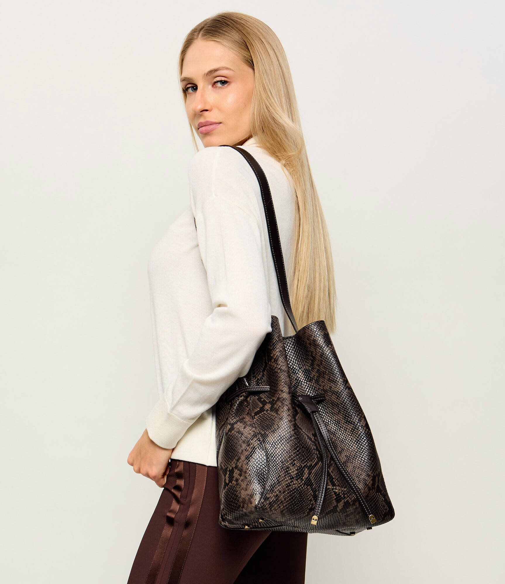 GIANNI CHIARINI De piele geantă tip sac + borsetă Sienna