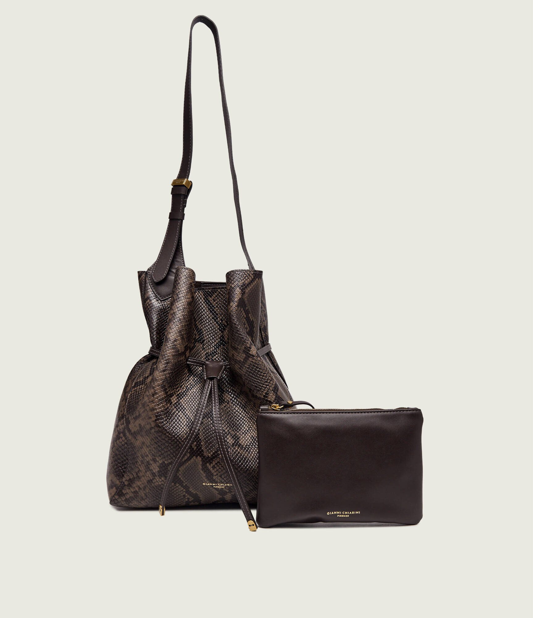 GIANNI CHIARINI De piele geantă tip sac + borsetă Sienna