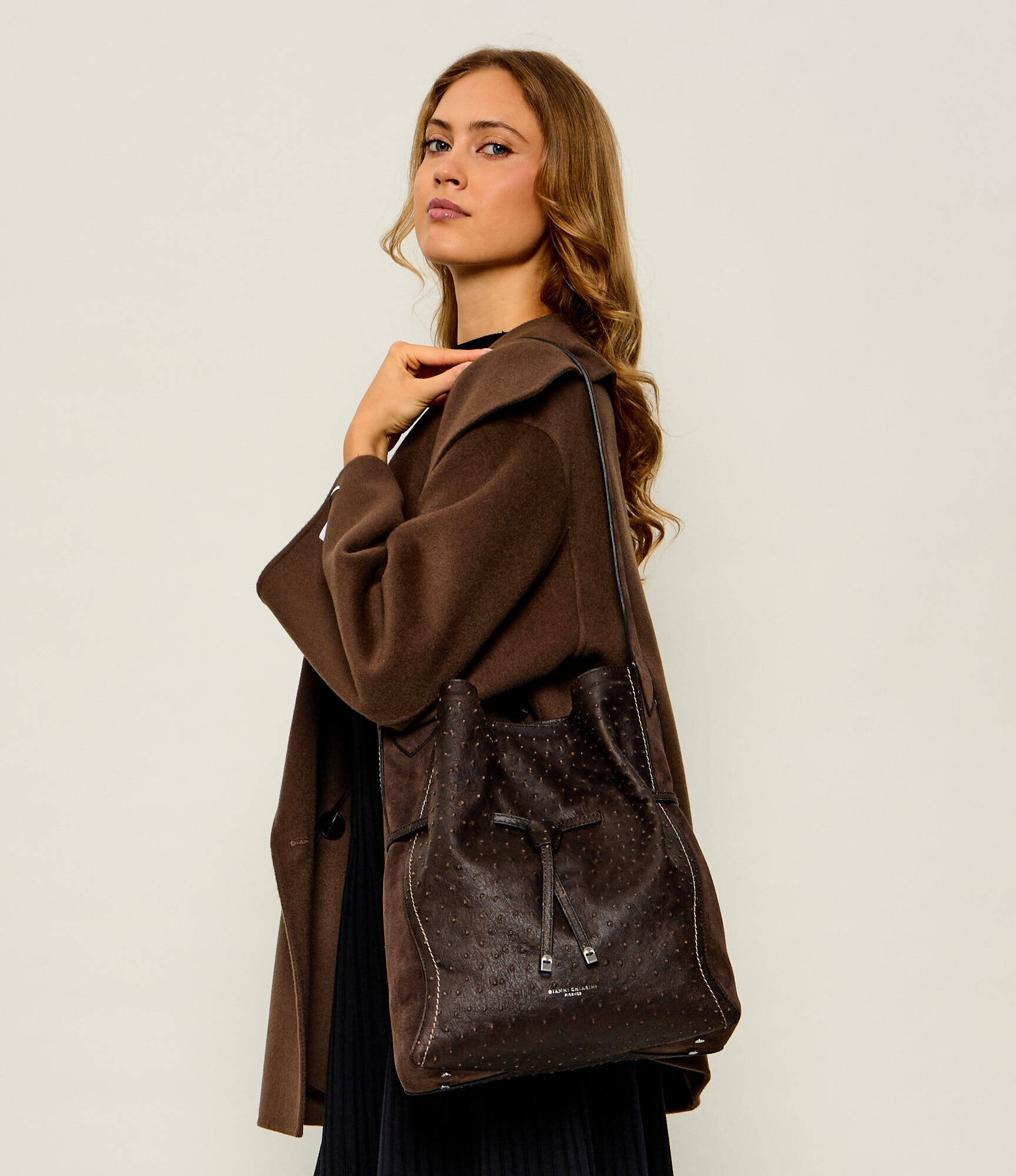 GIANNI CHIARINI De piele geantă tip sac + borsetă Sienna