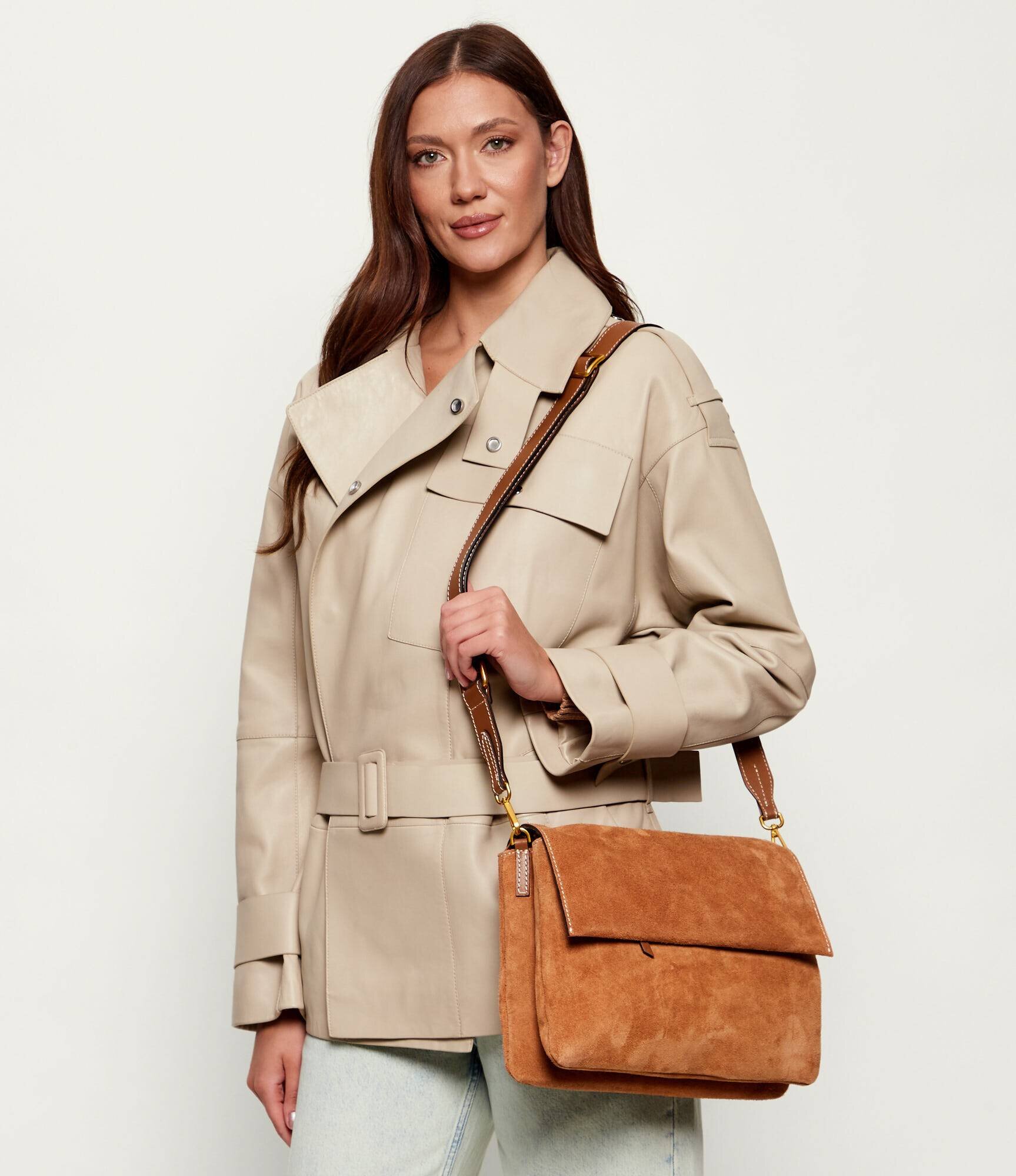 GIANNI CHIARINI Geantă pe umăr THREE | piele întoarsă