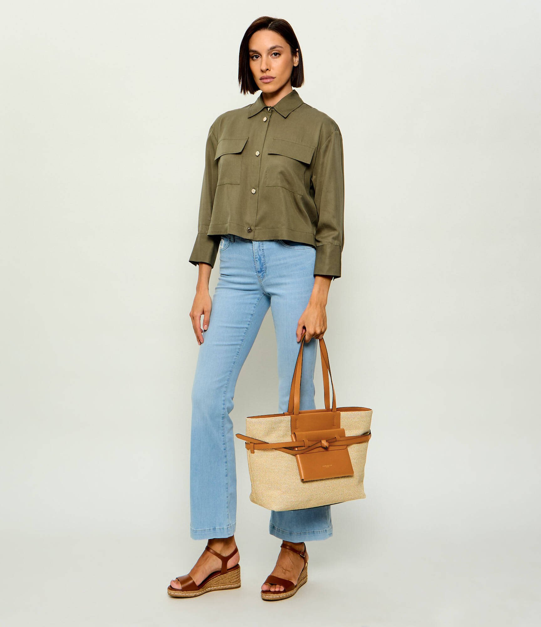 GIANNI CHIARINI Geantă shopper BELTY cu adaos de piele