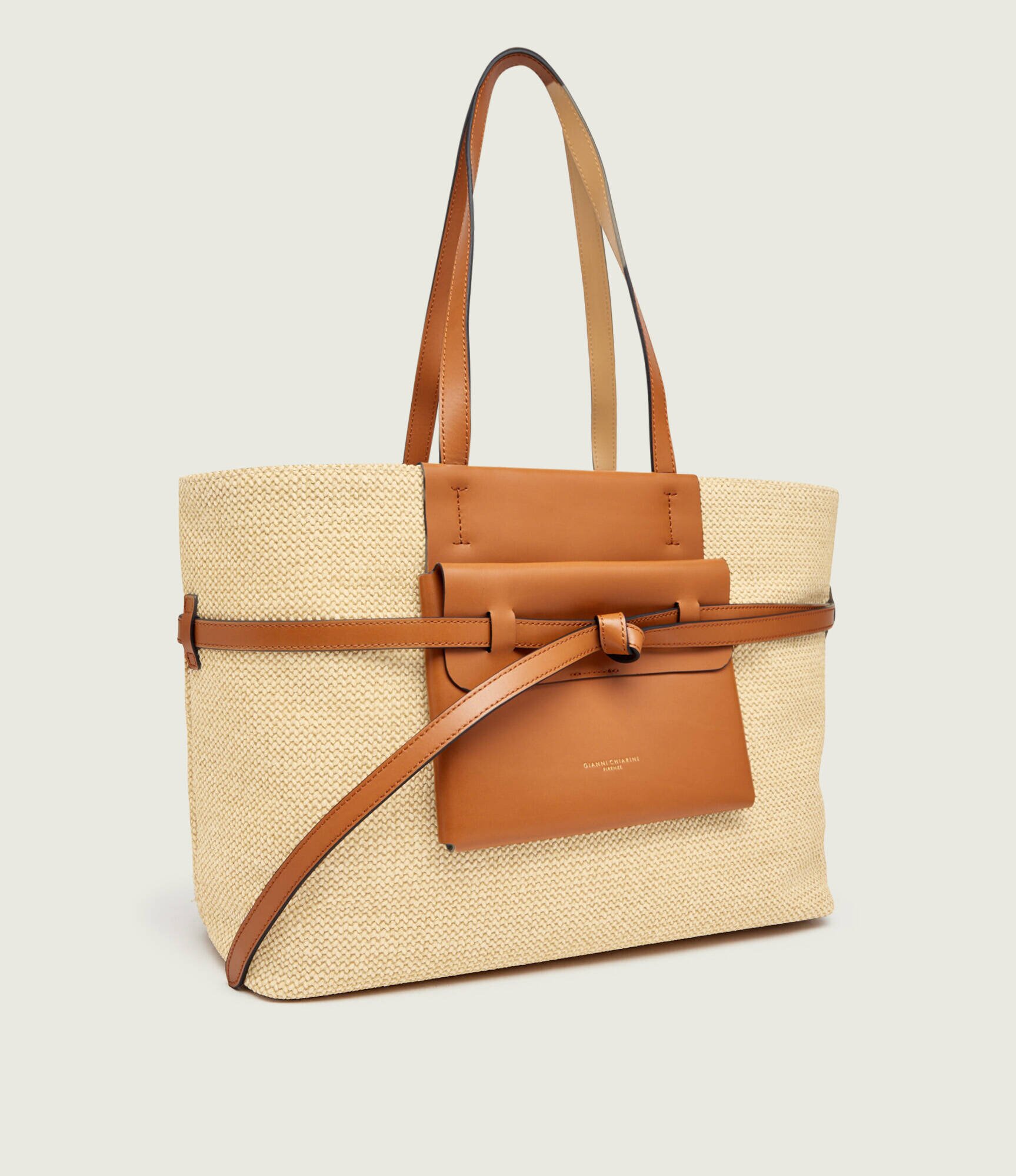 GIANNI CHIARINI Geantă shopper BELTY cu adaos de piele