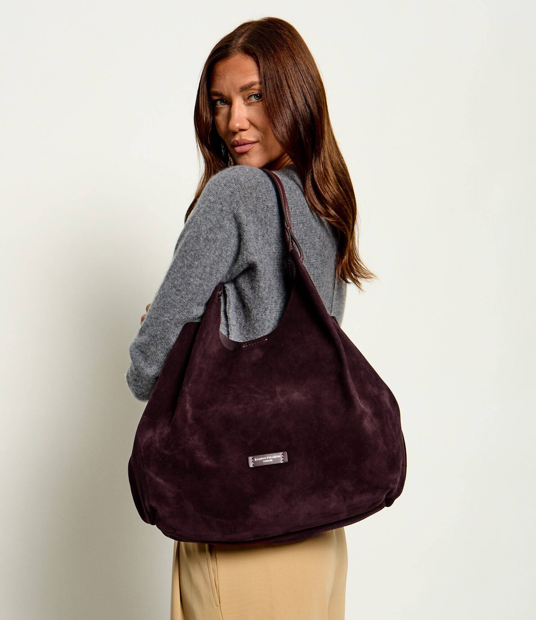 GIANNI CHIARINI Geantă shopper + borsetă Dua | piele întoarsă