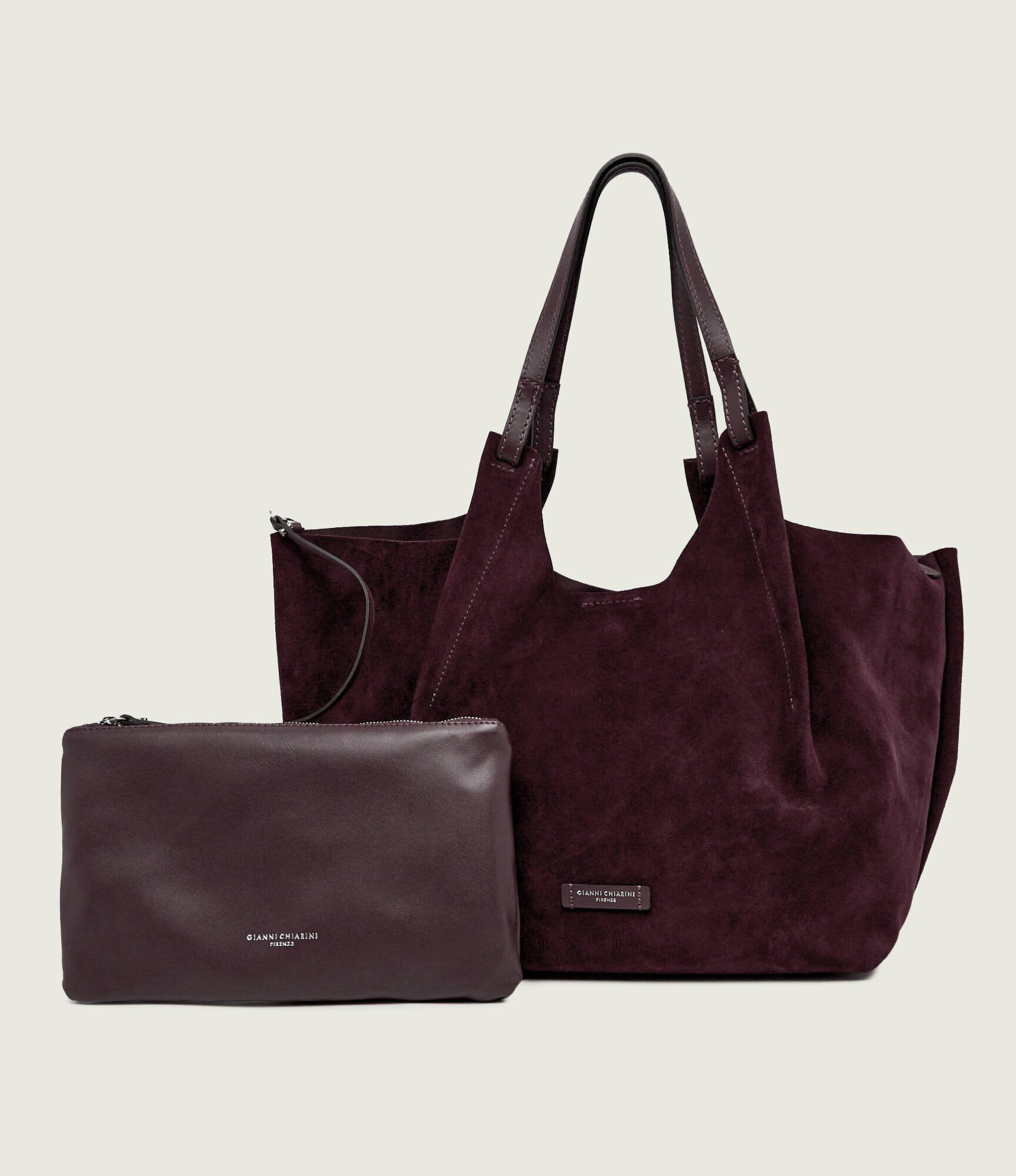 GIANNI CHIARINI Geantă shopper + borsetă Dua | piele întoarsă