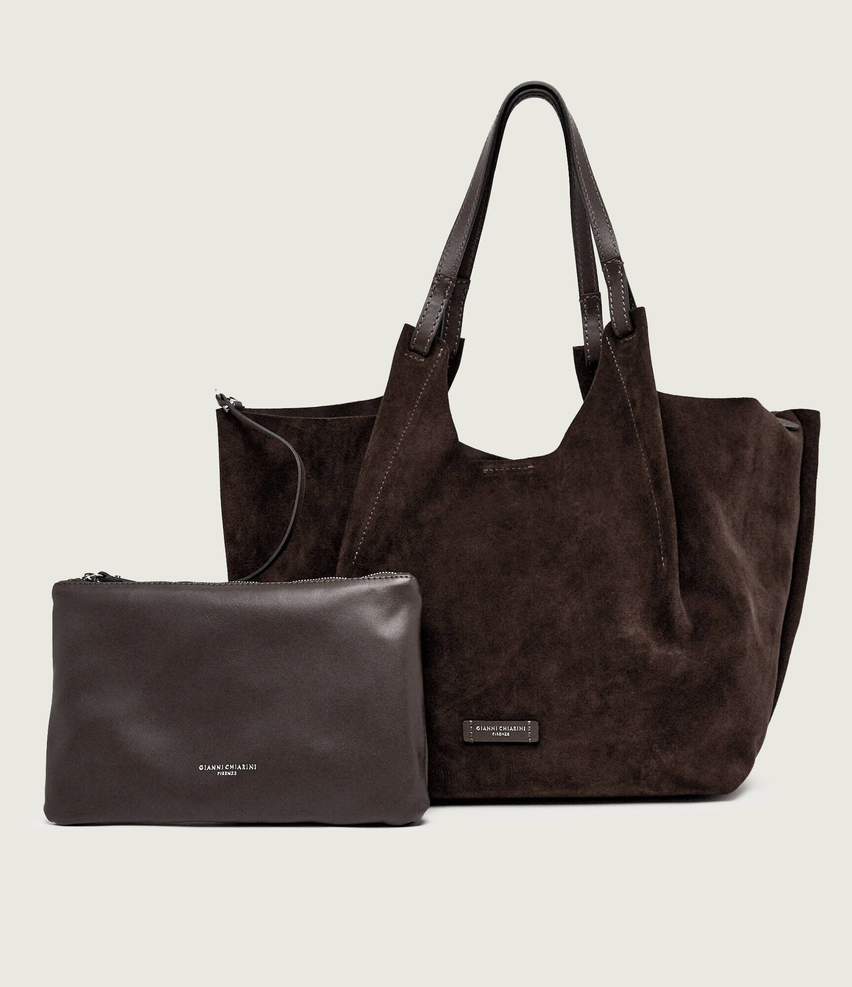 GIANNI CHIARINI Geantă shopper + borsetă Dua | piele întoarsă