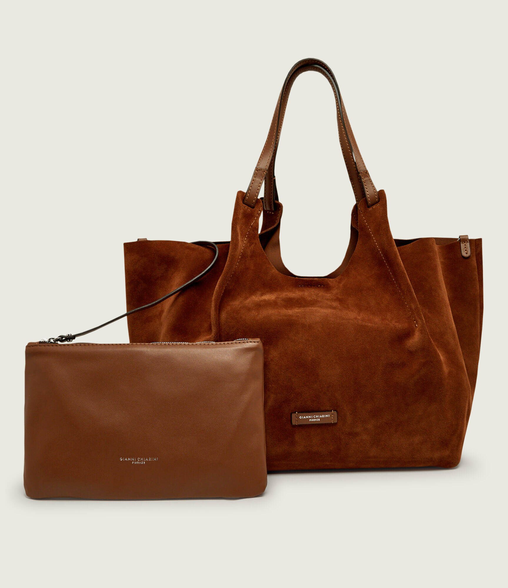 GIANNI CHIARINI Geantă shopper + borsetă Dua | piele întoarsă