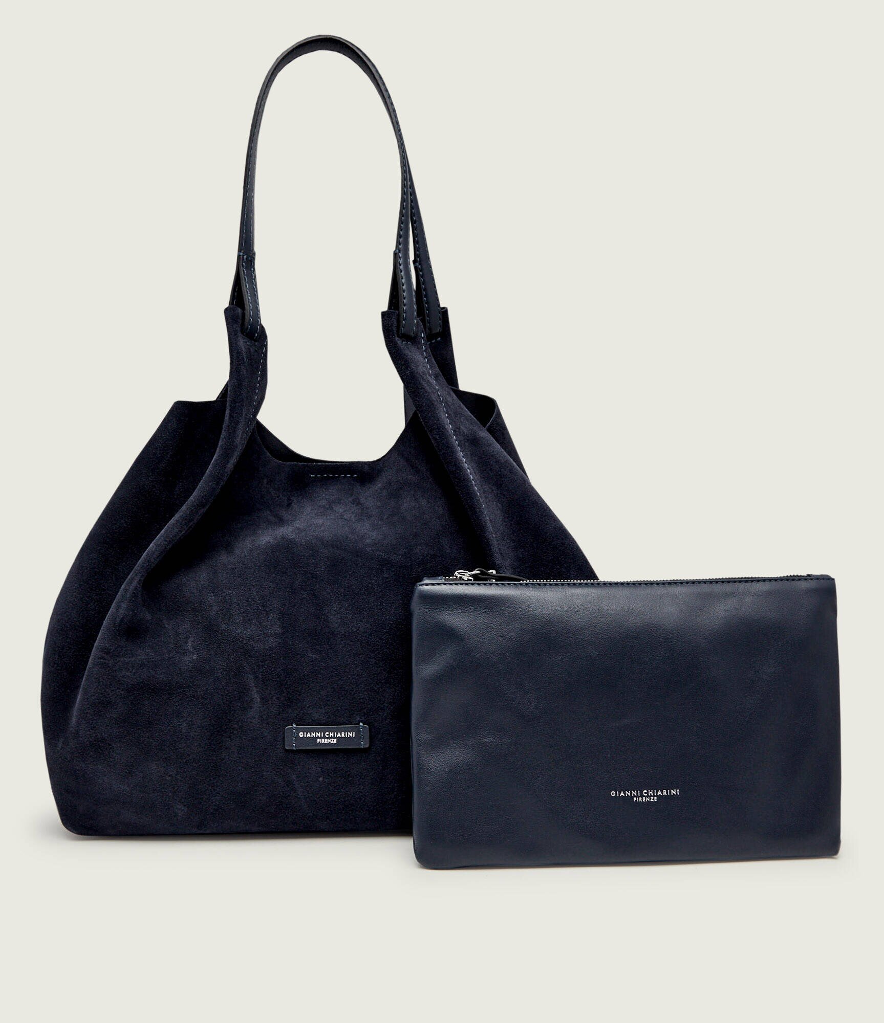 GIANNI CHIARINI Geantă shopper + borsetă Dua | piele întoarsă