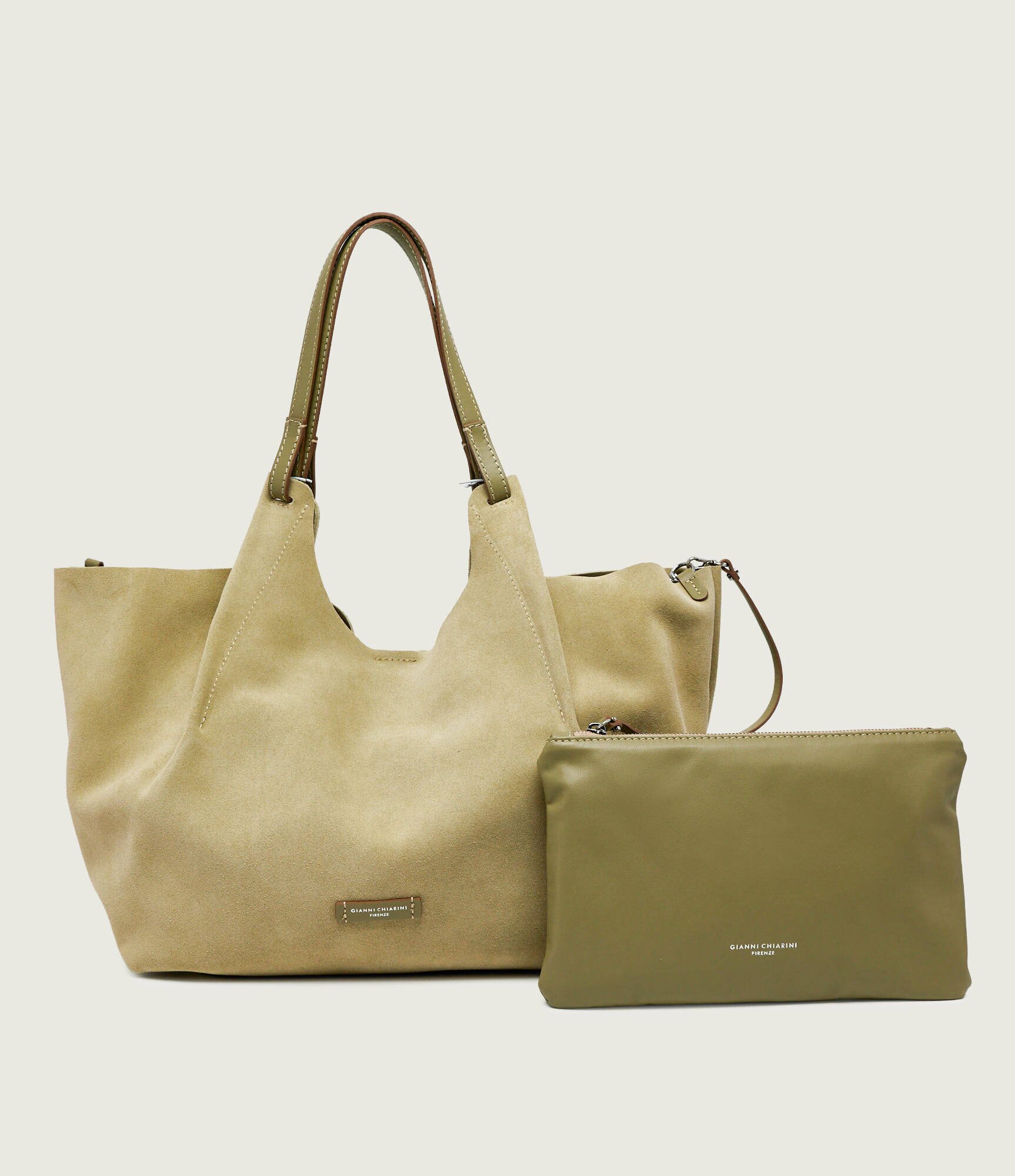 GIANNI CHIARINI Geantă shopper + borsetă Dua | piele întoarsă