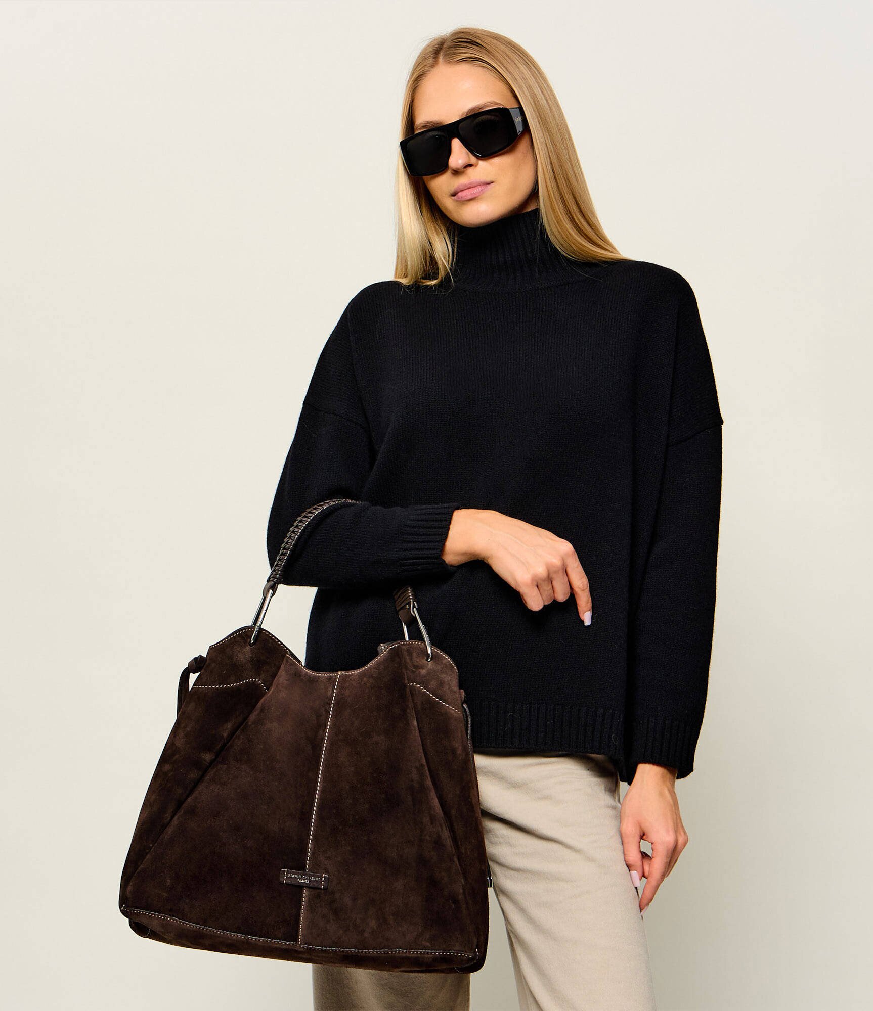GIANNI CHIARINI Geantă shopper + borsetă Era | piele întoarsă