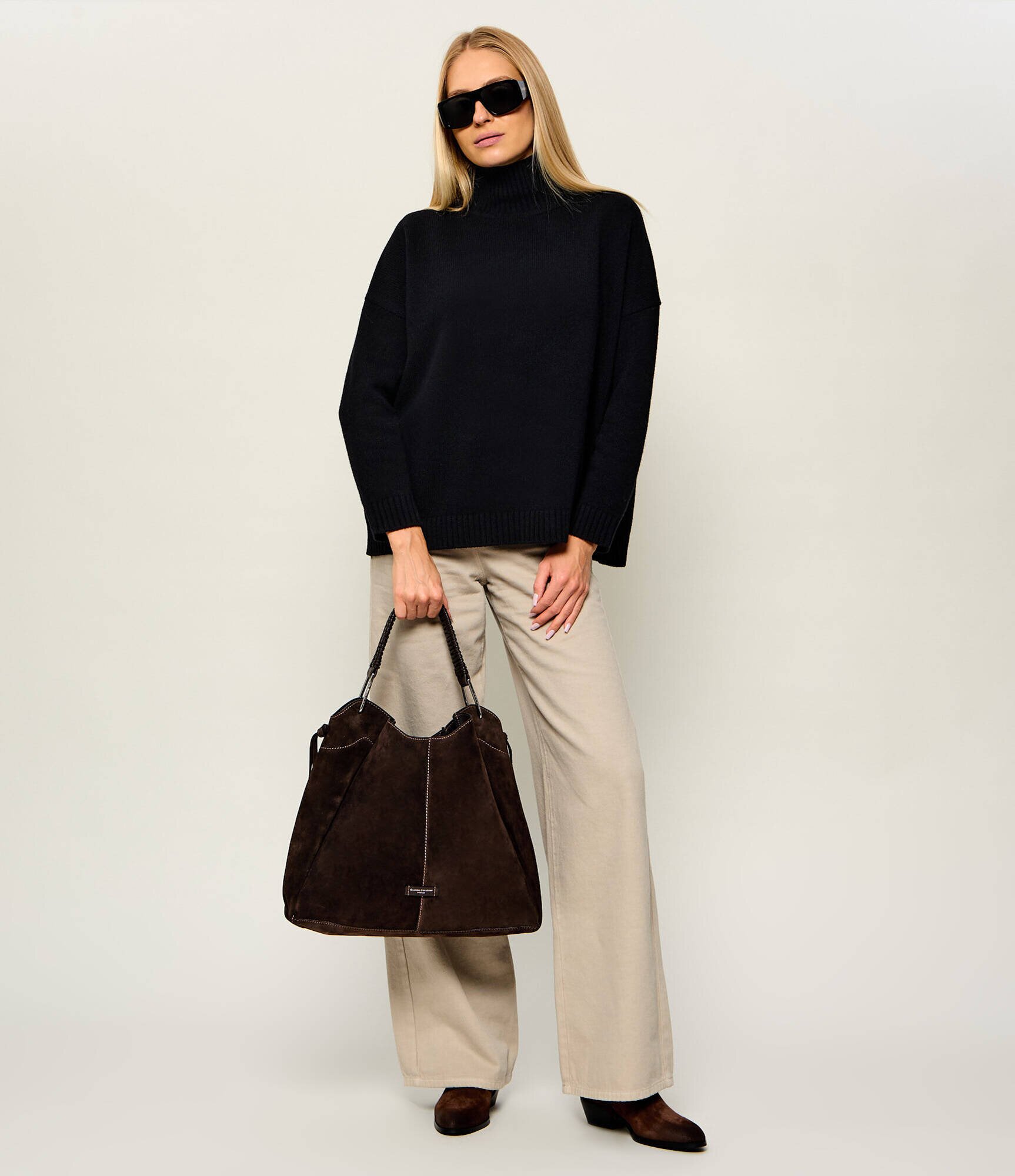 GIANNI CHIARINI Geantă shopper + borsetă Era | piele întoarsă