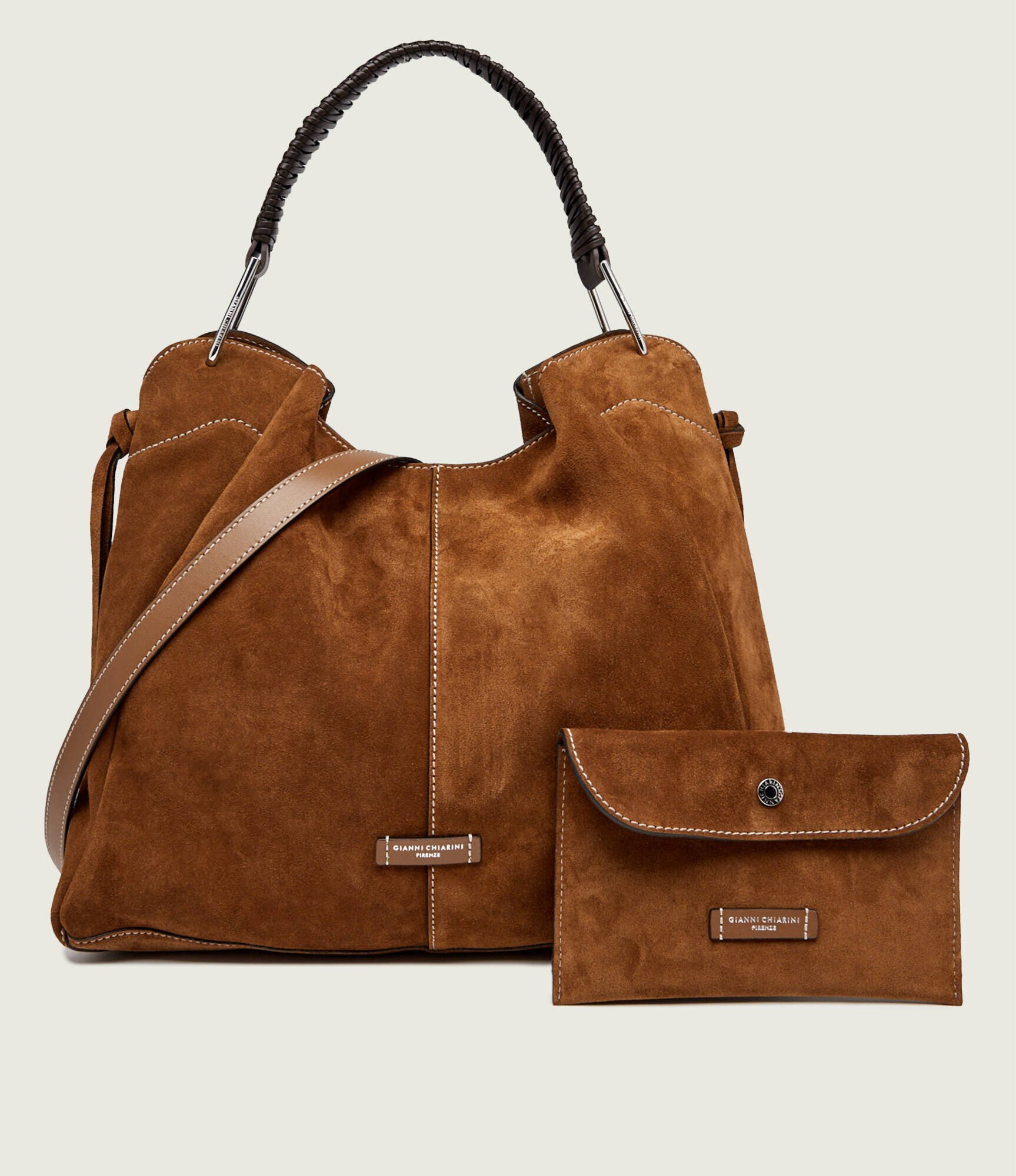GIANNI CHIARINI Geantă shopper + borsetă Era | piele întoarsă