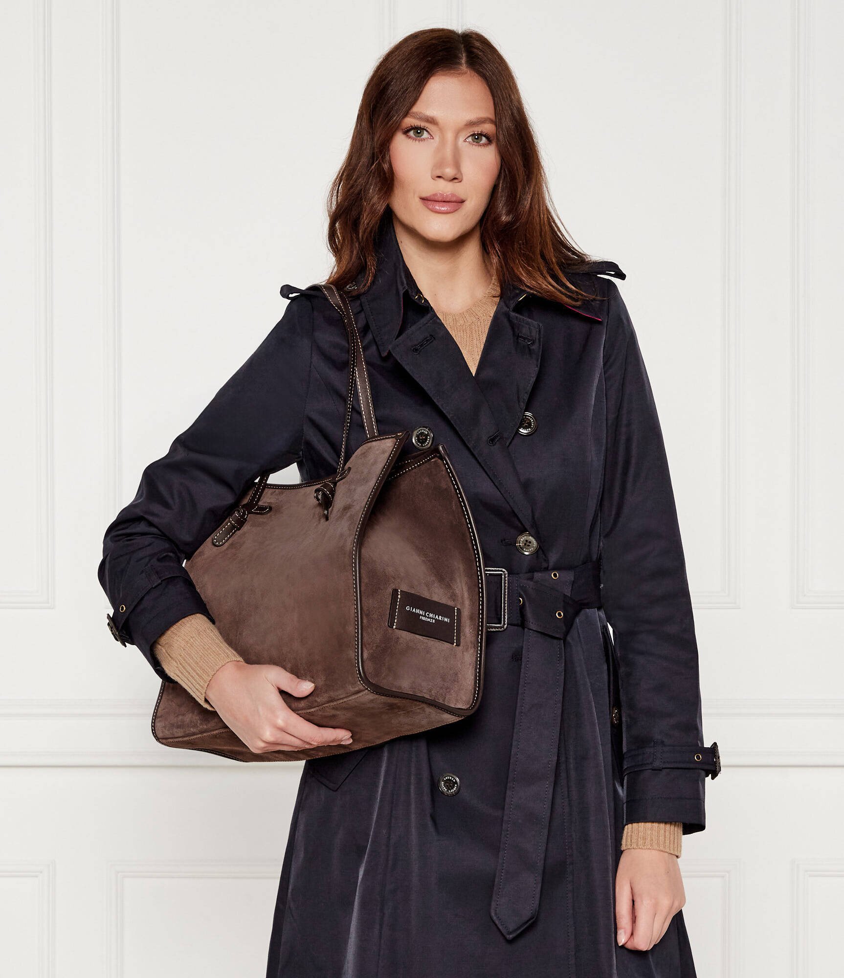GIANNI CHIARINI Geantă shopper + borsetă MARCELLA | piele întoarsă