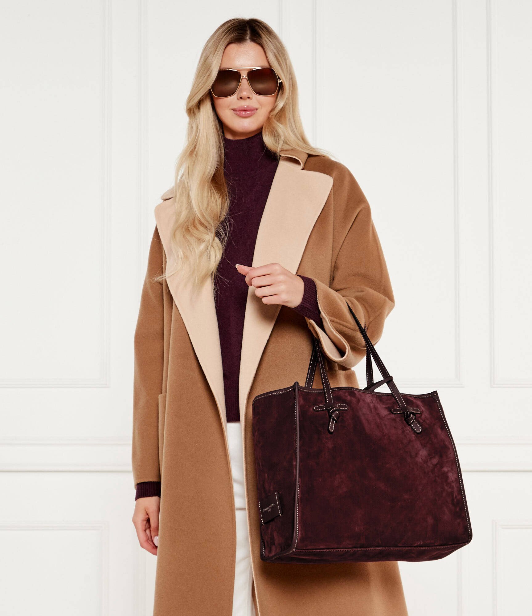 GIANNI CHIARINI Geantă shopper + borsetă MARCELLA | piele întoarsă
