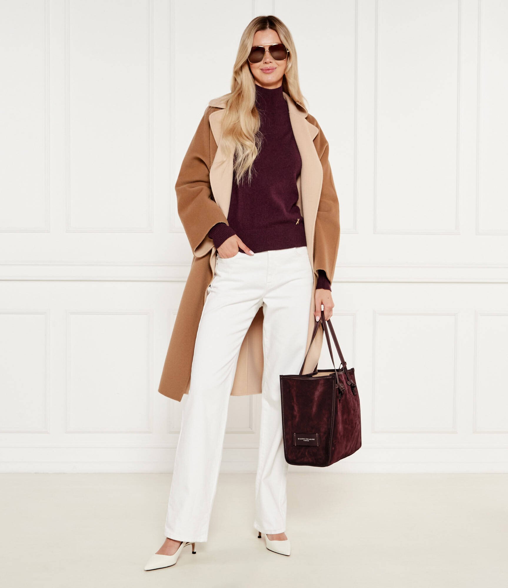 GIANNI CHIARINI Geantă shopper + borsetă MARCELLA | piele întoarsă