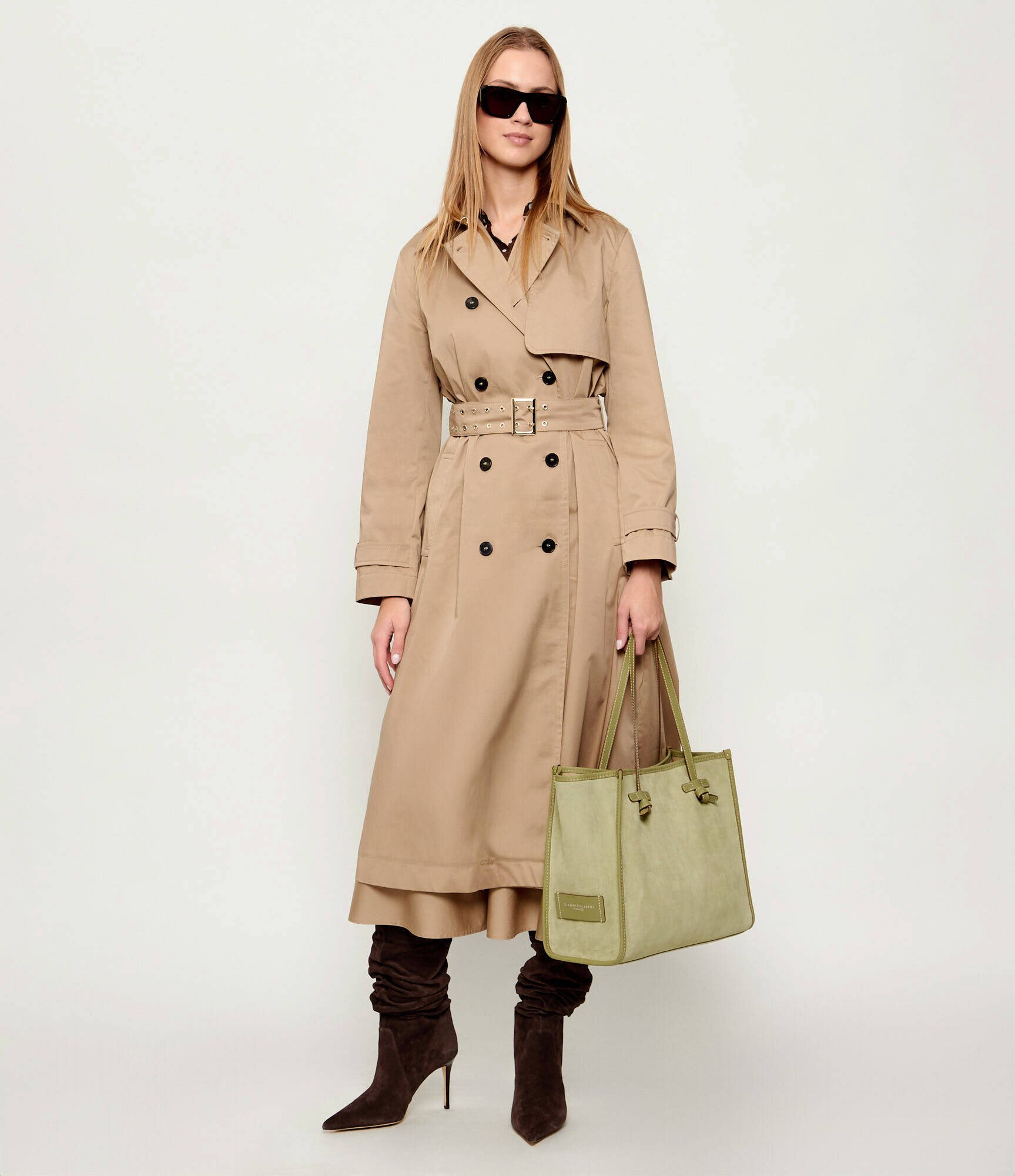 GIANNI CHIARINI Geantă shopper + borsetă MARCELLA | piele întoarsă