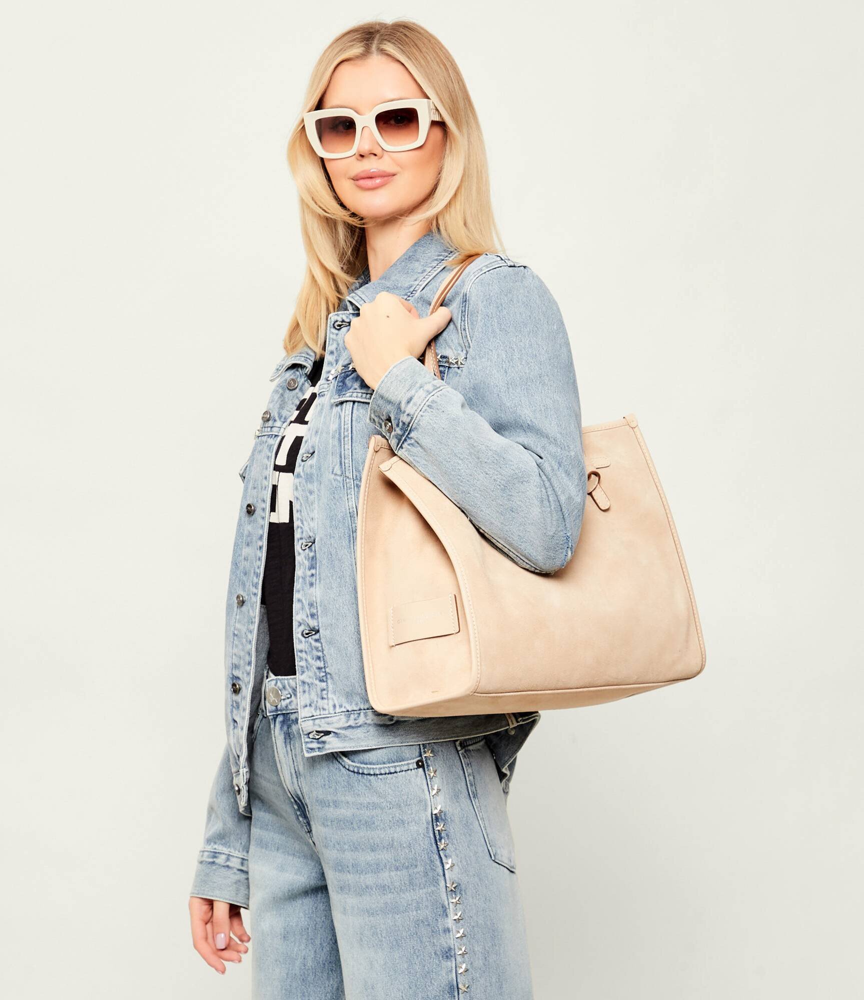 GIANNI CHIARINI Geantă shopper + borsetă MARCELLA | piele întoarsă