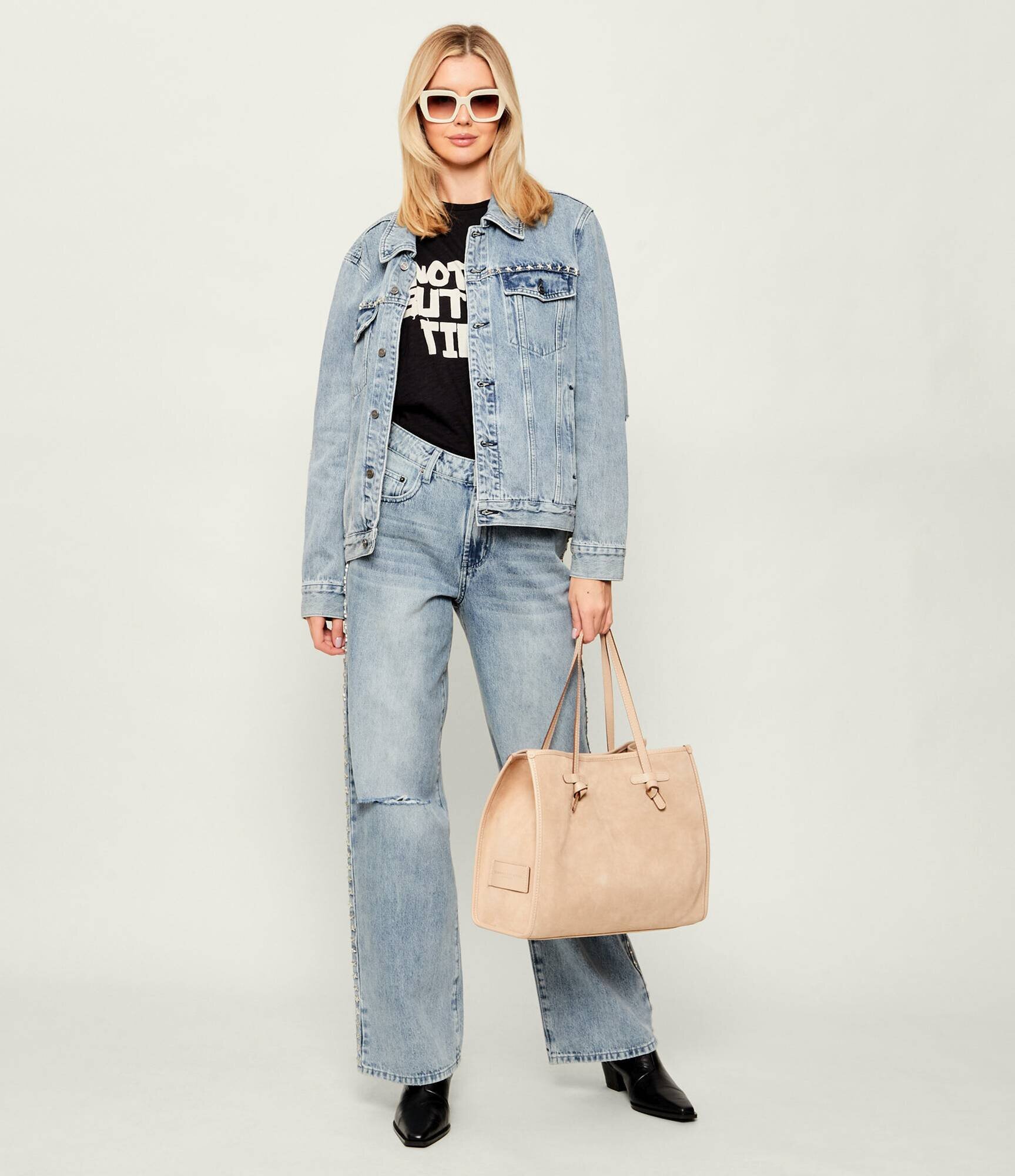 GIANNI CHIARINI Geantă shopper + borsetă MARCELLA | piele întoarsă