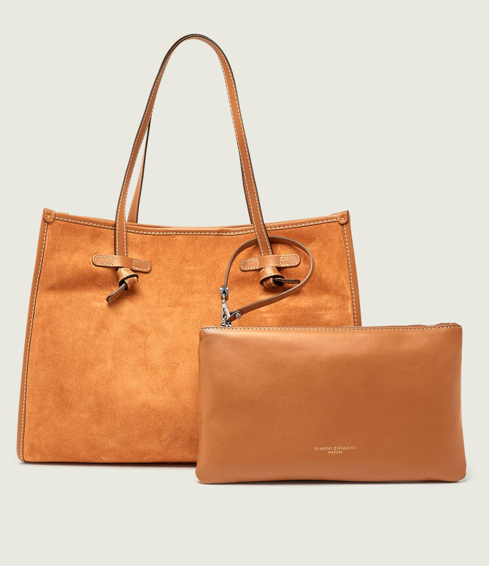 GIANNI CHIARINI Geantă shopper + borsetă MARCELLA | piele întoarsă