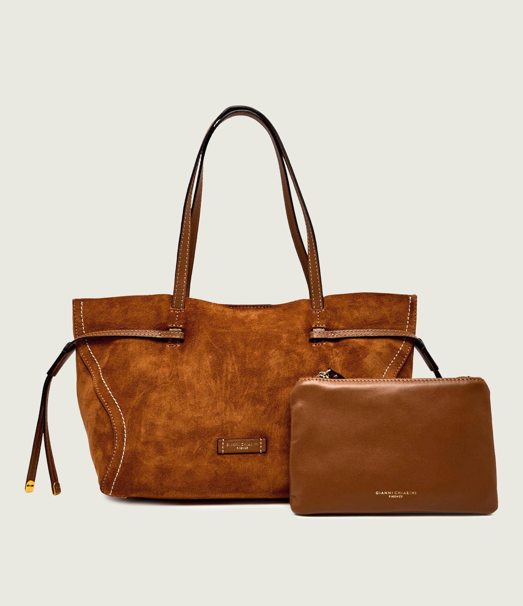 GIANNI CHIARINI Geantă shopper + borsetă VIOLETTE | piele întoarsă