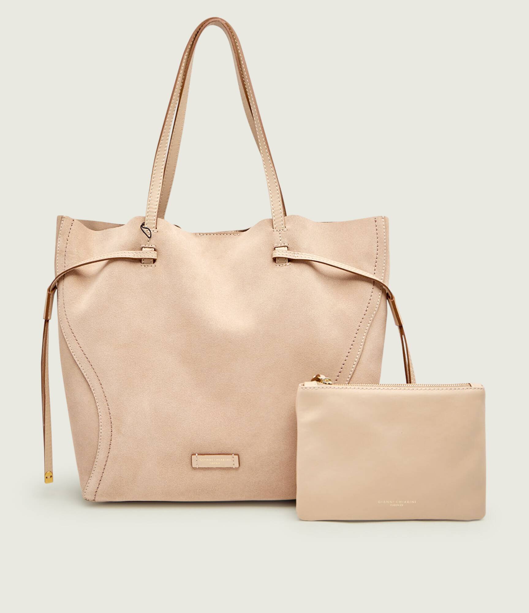 GIANNI CHIARINI Geantă shopper + borsetă VIOLETTE | piele întoarsă
