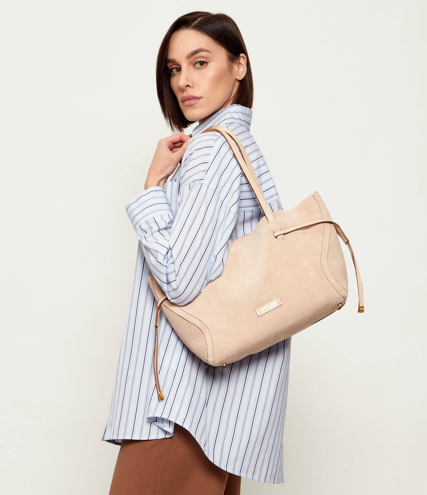 GIANNI CHIARINI Geantă shopper + borsetă VIOLETTE | piele întoarsă