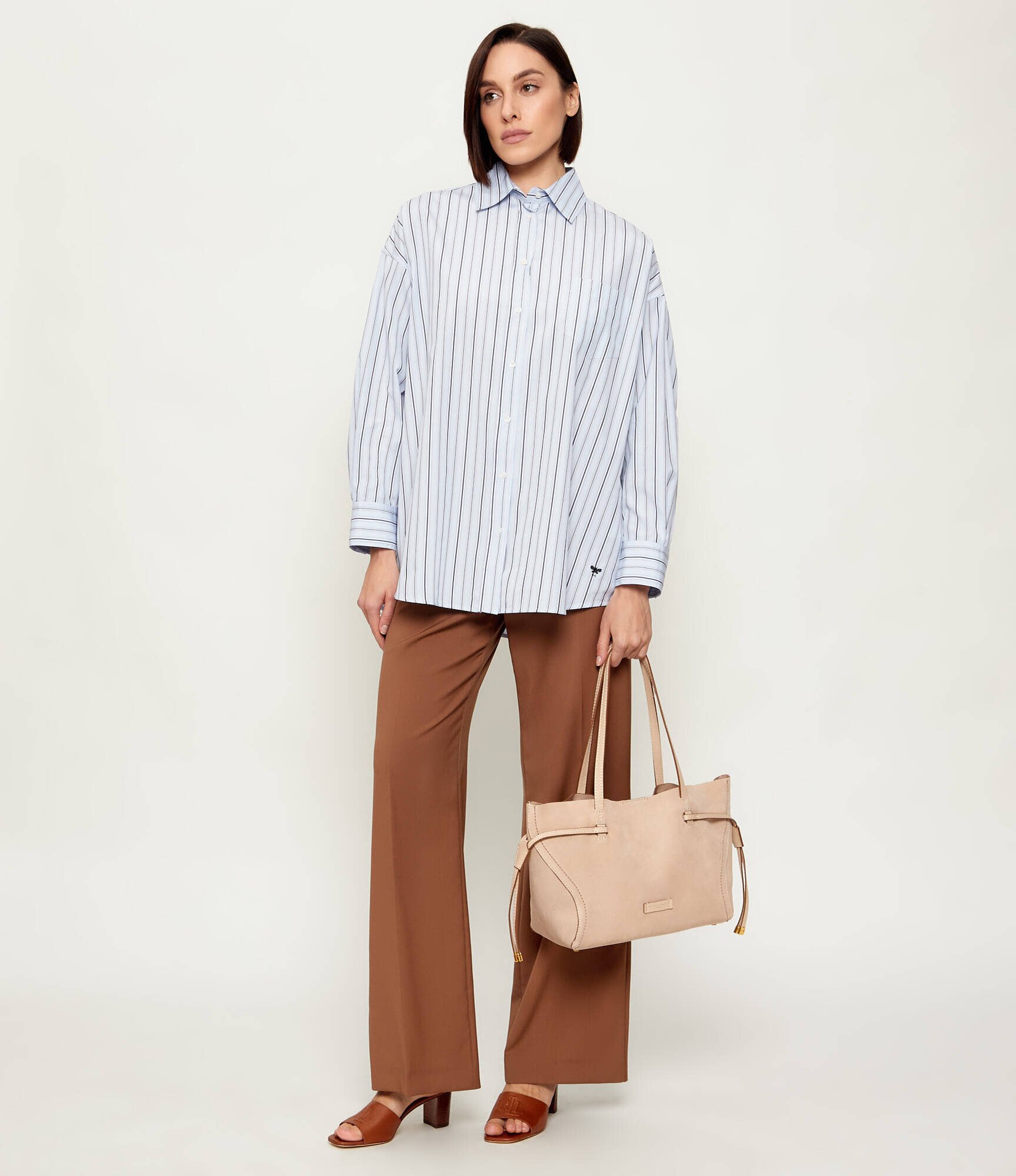 GIANNI CHIARINI Geantă shopper + borsetă VIOLETTE | piele întoarsă