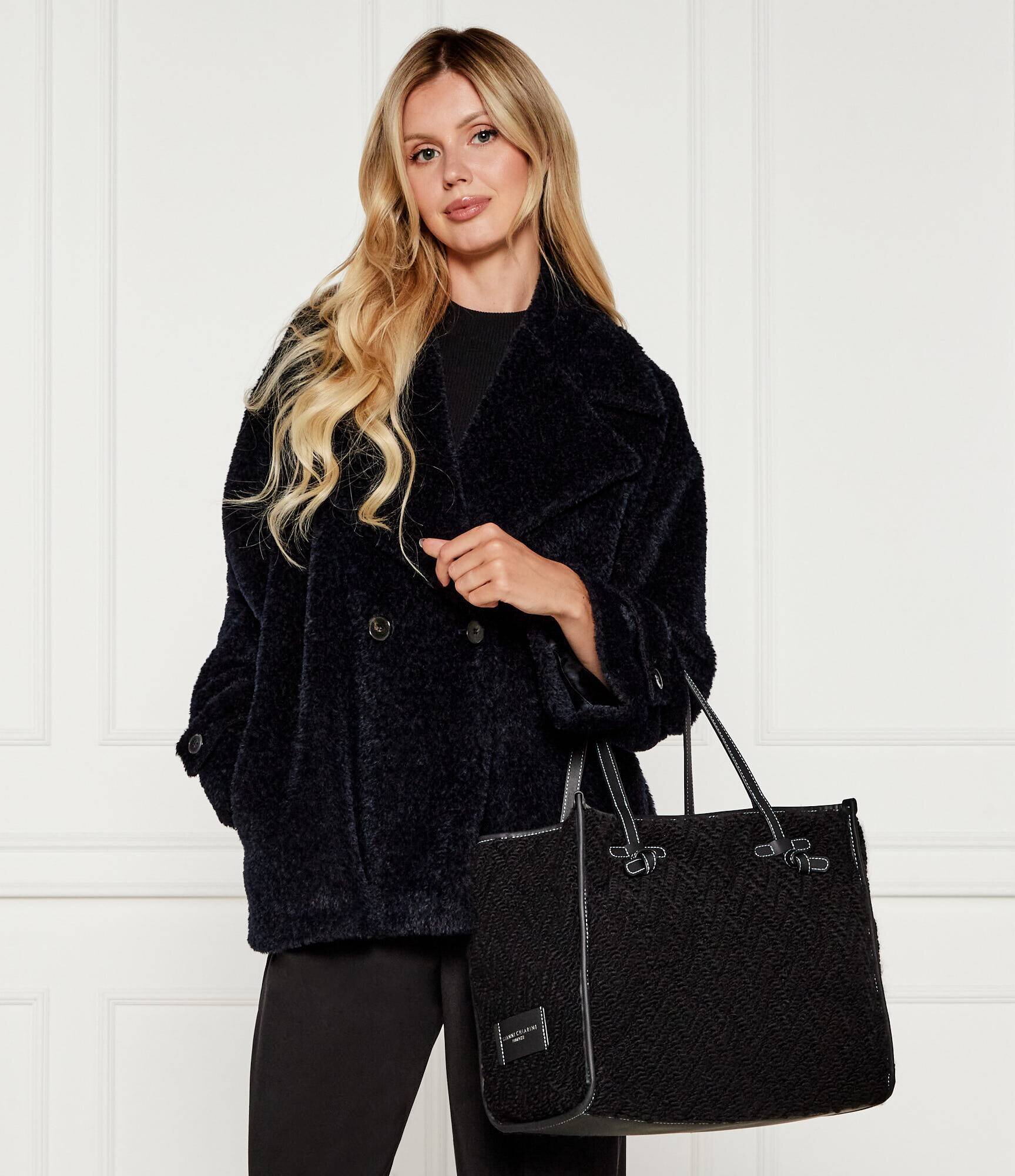 GIANNI CHIARINI Geantă shopper cu două fețe + borsetă Marcella cu adaos de piele | lână