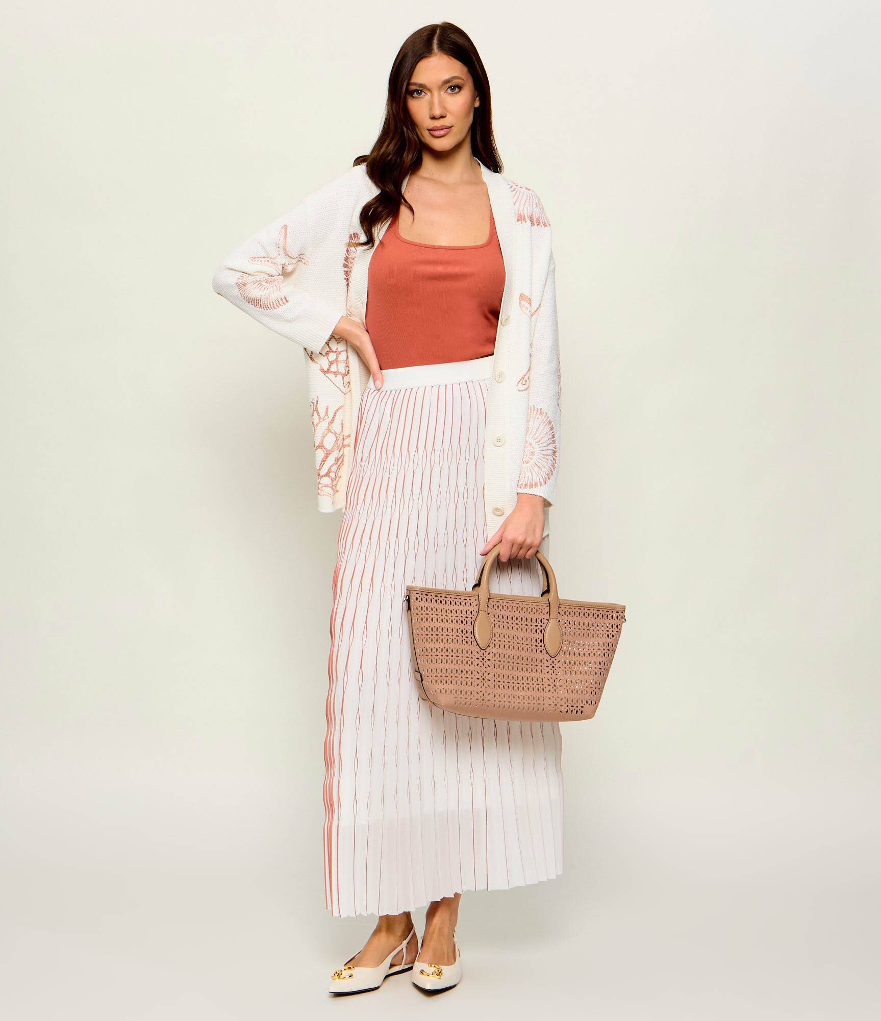 GIANNI CHIARINI Geantă shopper MASHUP cu adaos de piele