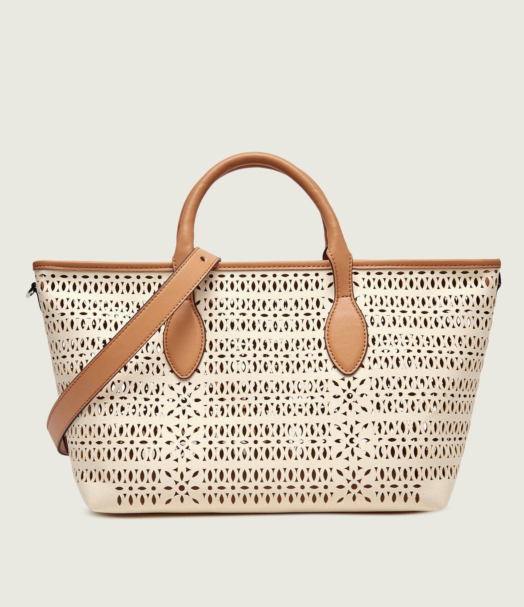 GIANNI CHIARINI Geantă shopper MASHUP cu adaos de piele