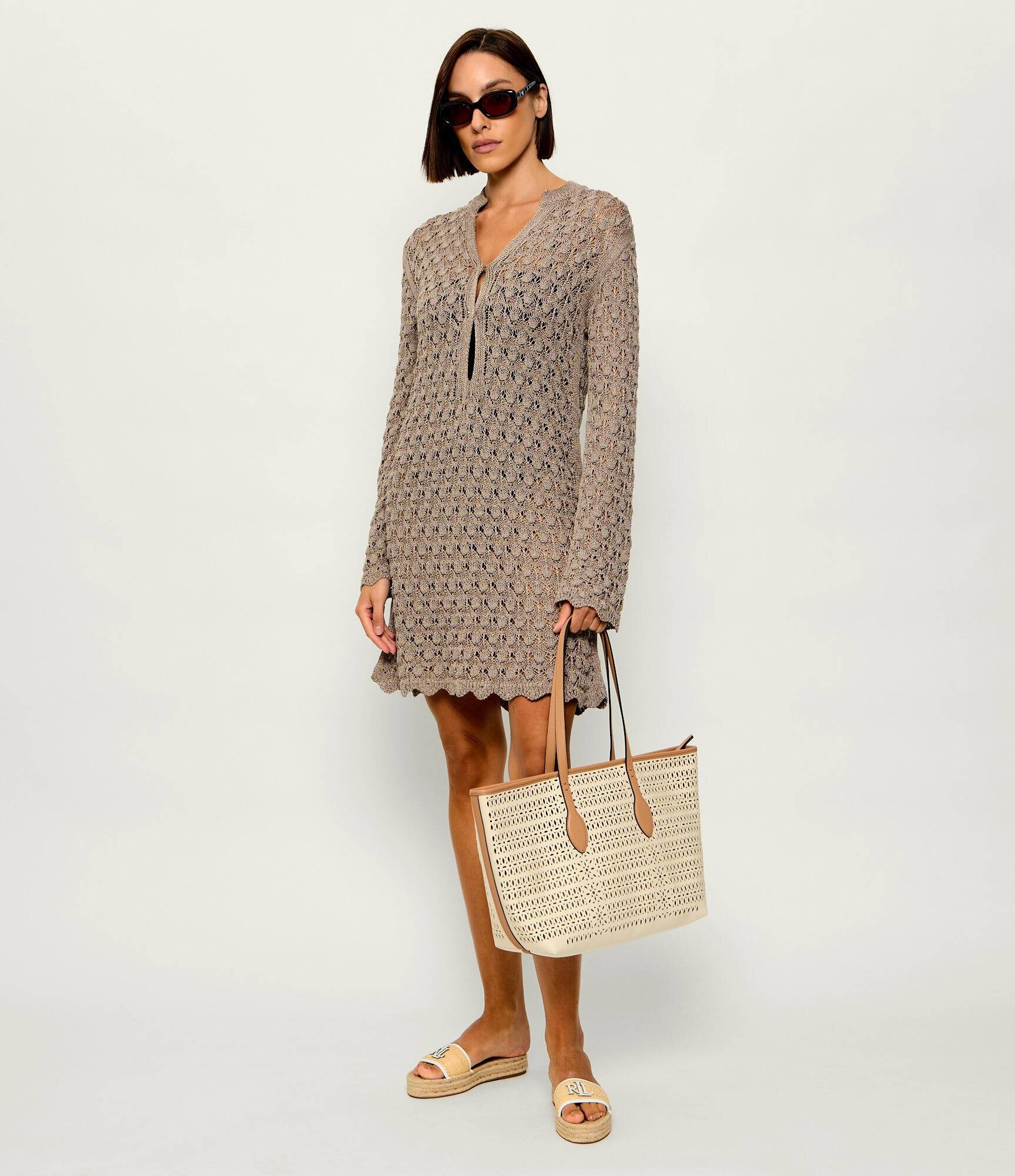 GIANNI CHIARINI Geantă shopper MASHUP cu adaos de piele