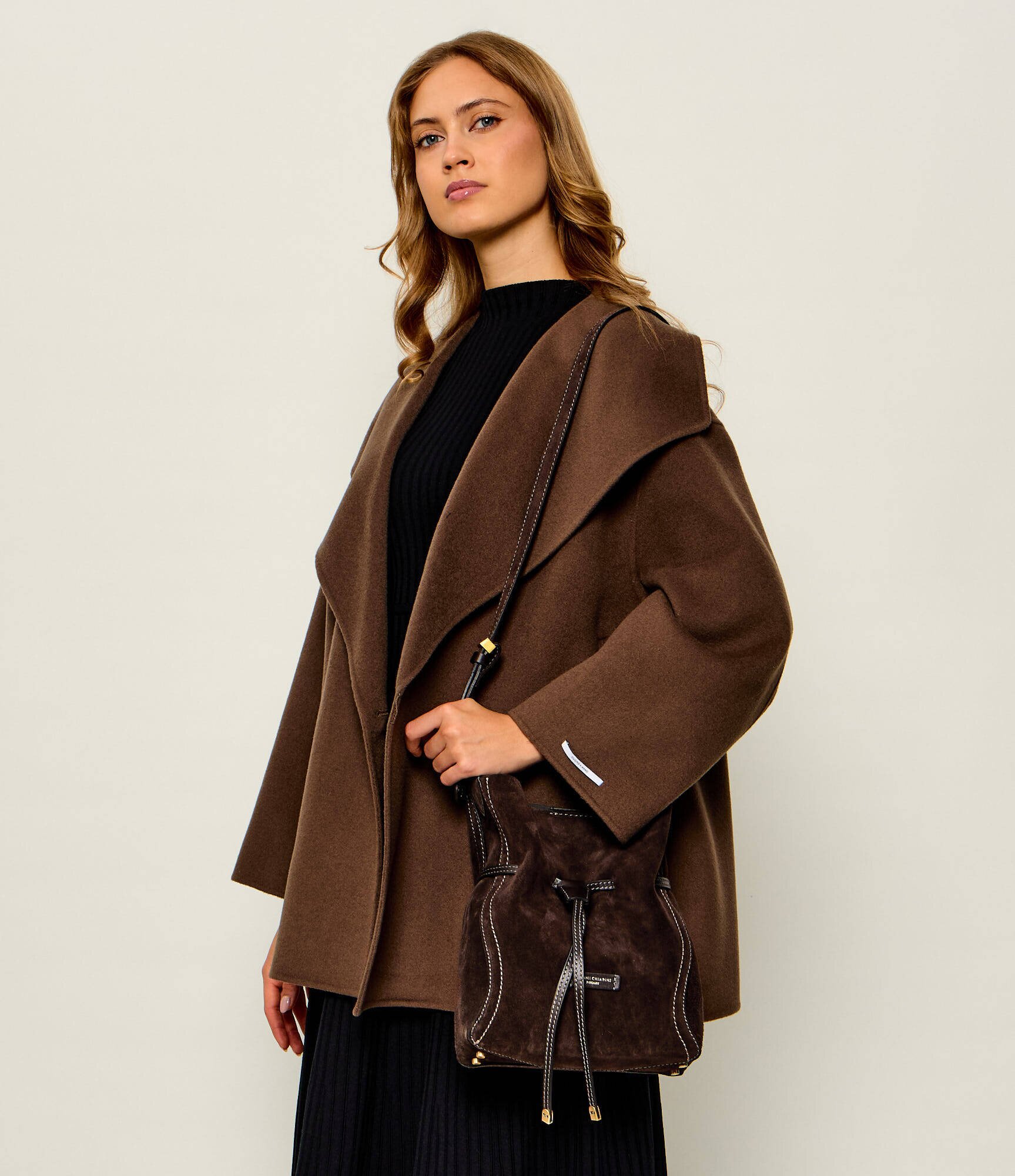 GIANNI CHIARINI Geantă tip sac + borsetă Sienna | piele întoarsă