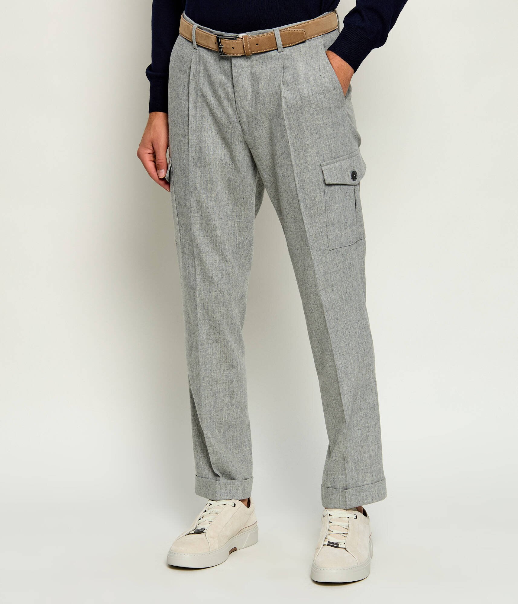 Gran Sasso De lână pantaloni chino | Tapered fit