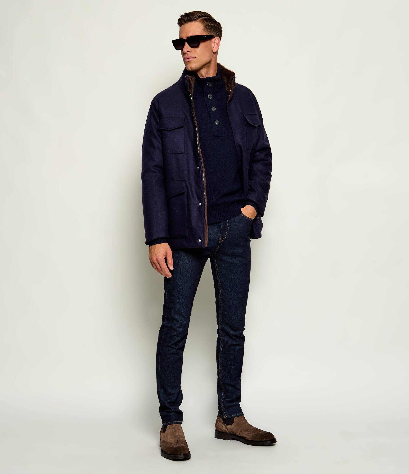 Gran Sasso De lână pulover Mock With Bot. | regular fit