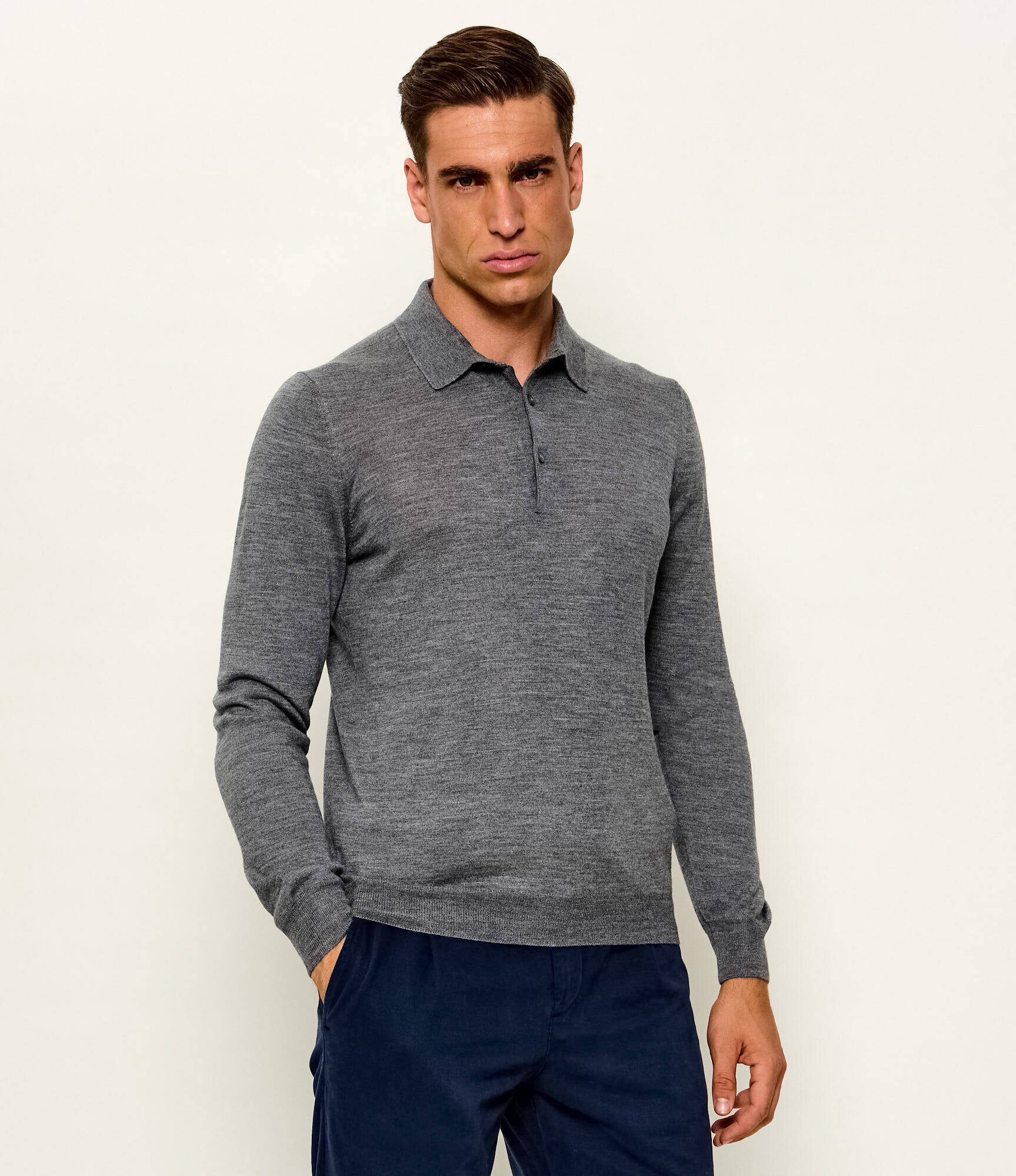 Gran Sasso De lână pulover Tennis | Slim Fit cu adaos de mătase