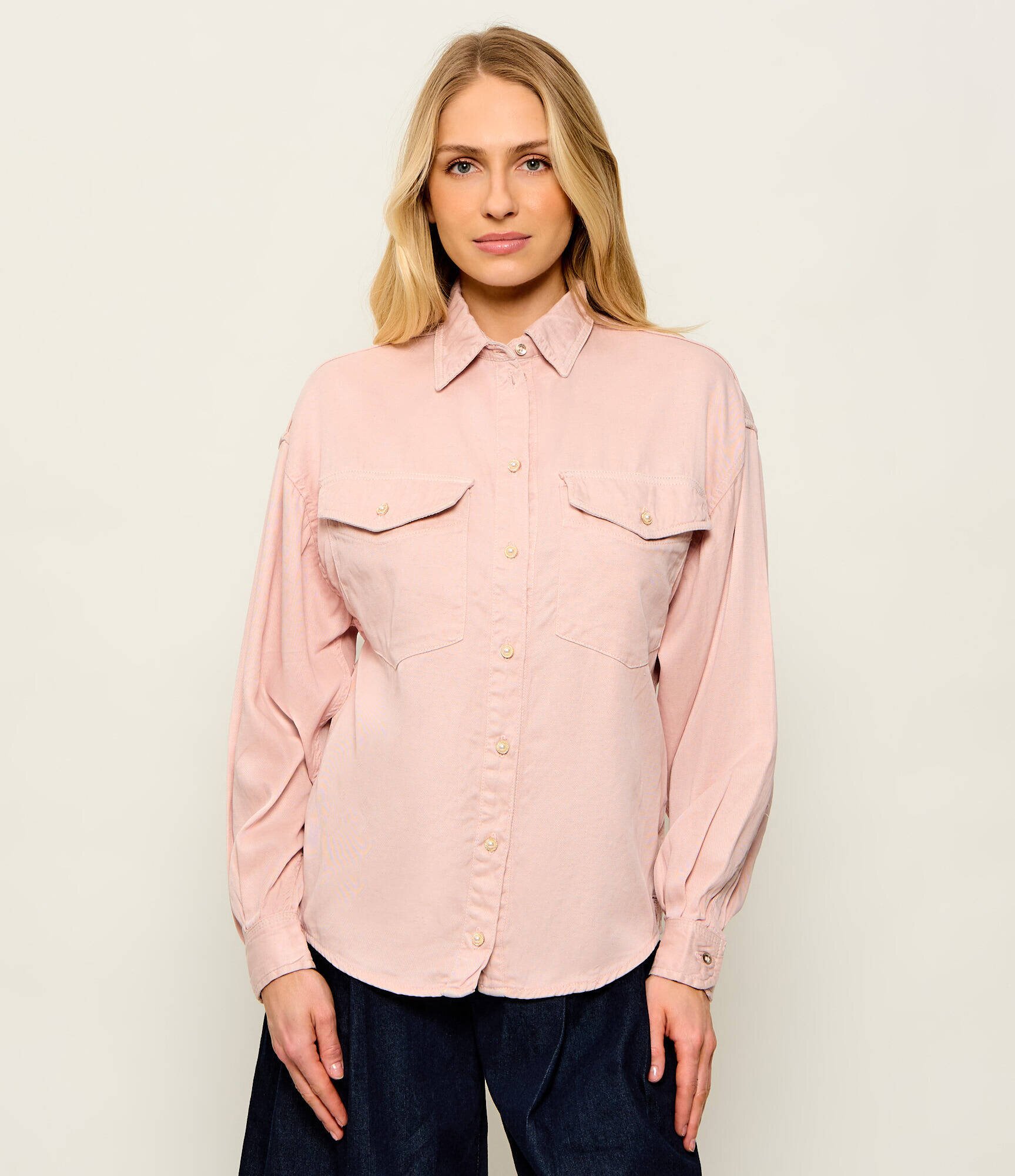 Guess Cămașă Lara | Relaxed fit | cu adaos de in