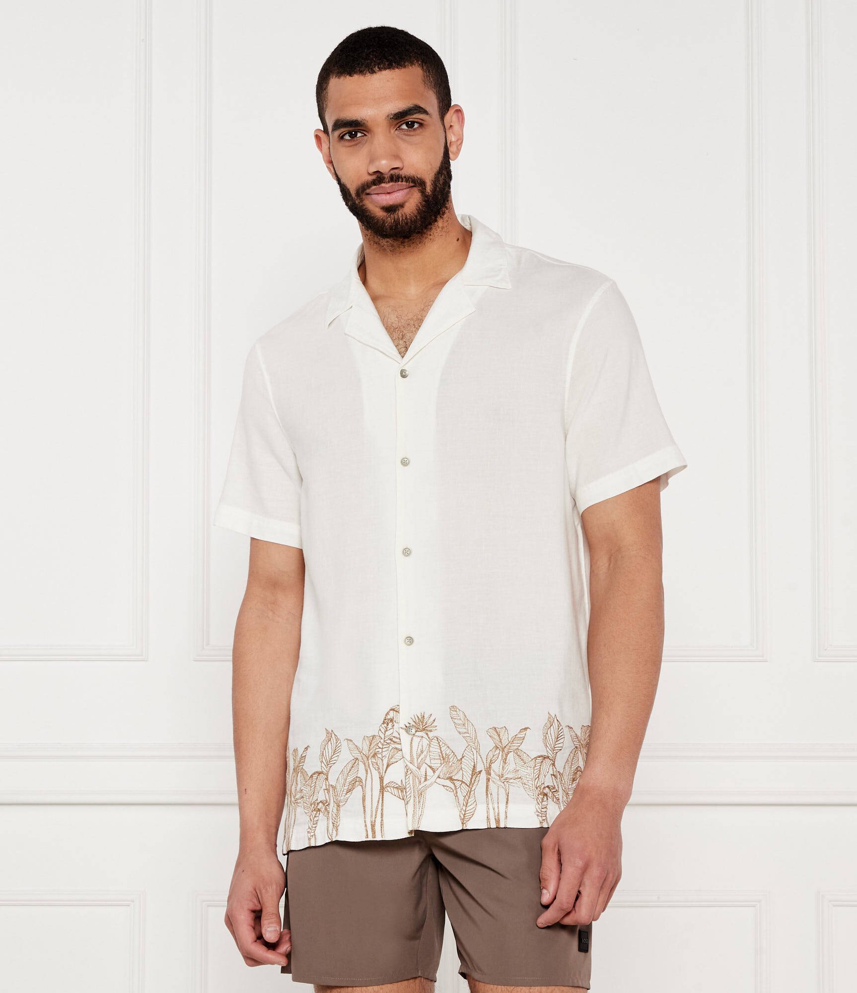 Guess Cămașă | Regular Fit | cu adaos de in