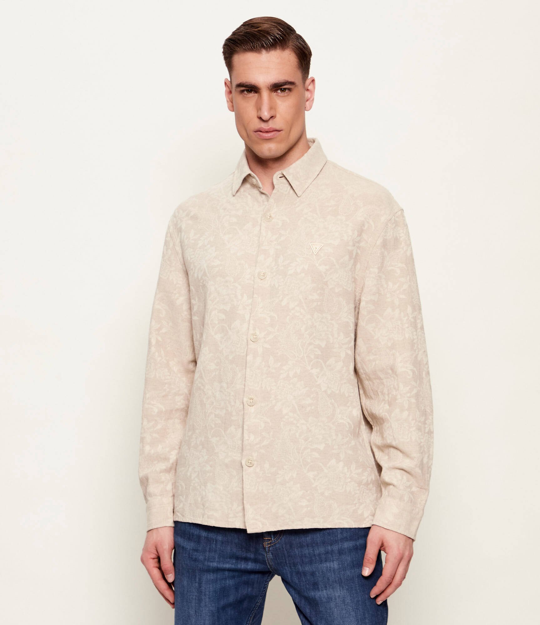 Guess Cămașă | Relaxed fit | cu adaos de in