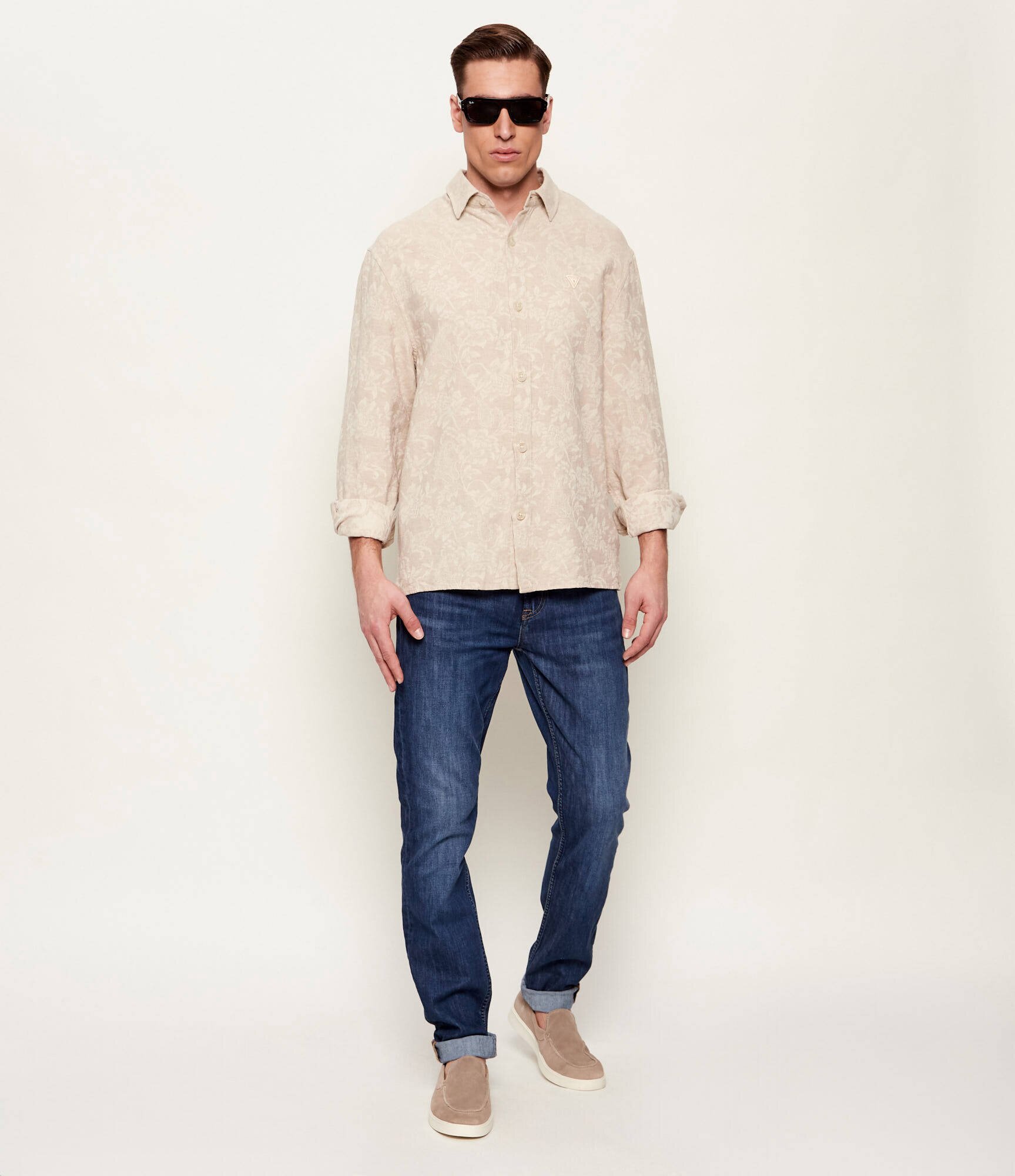Guess Cămașă | Relaxed fit | cu adaos de in