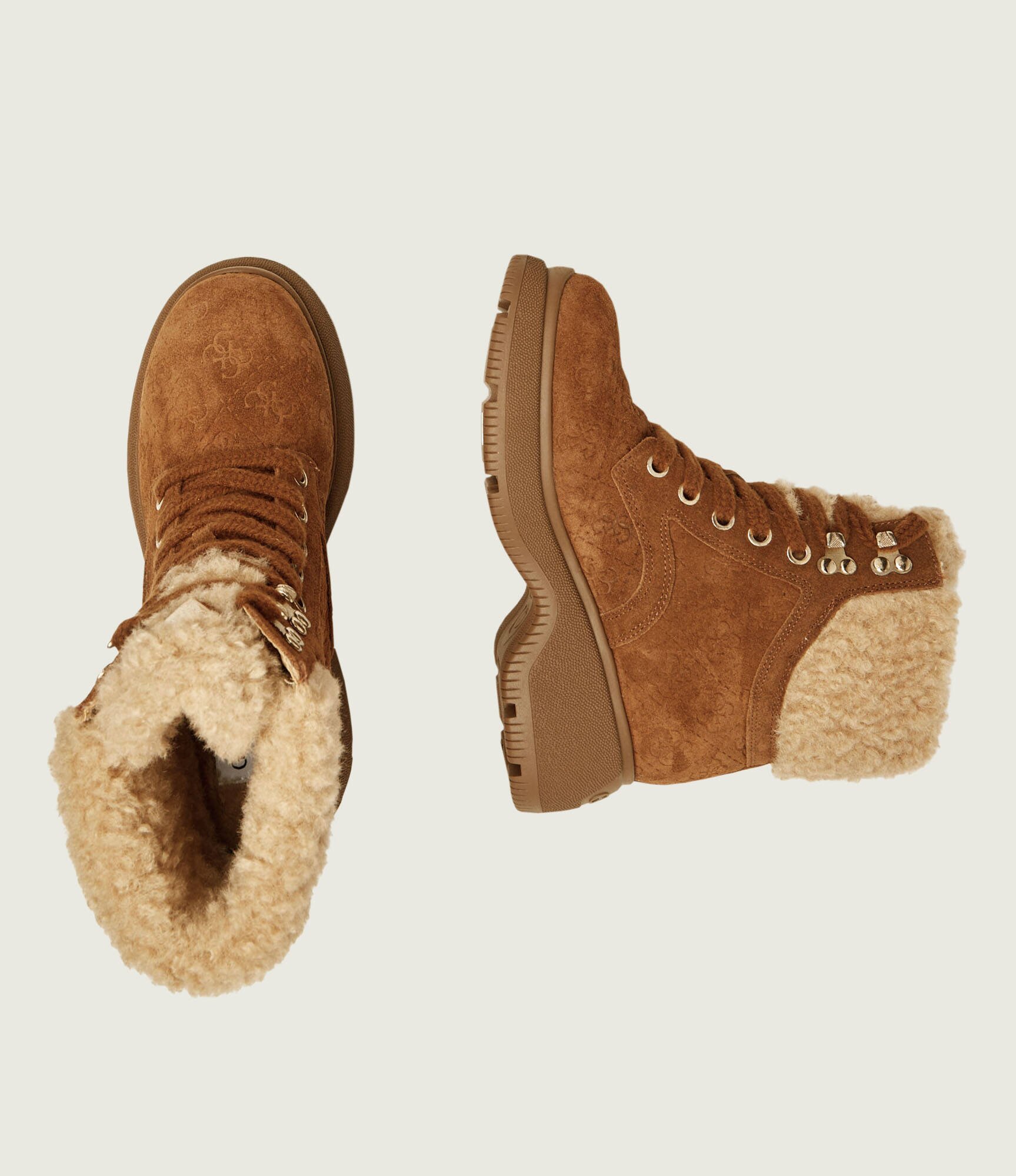 Guess Căptușite botine Vikki| shearling | piele întoarsă