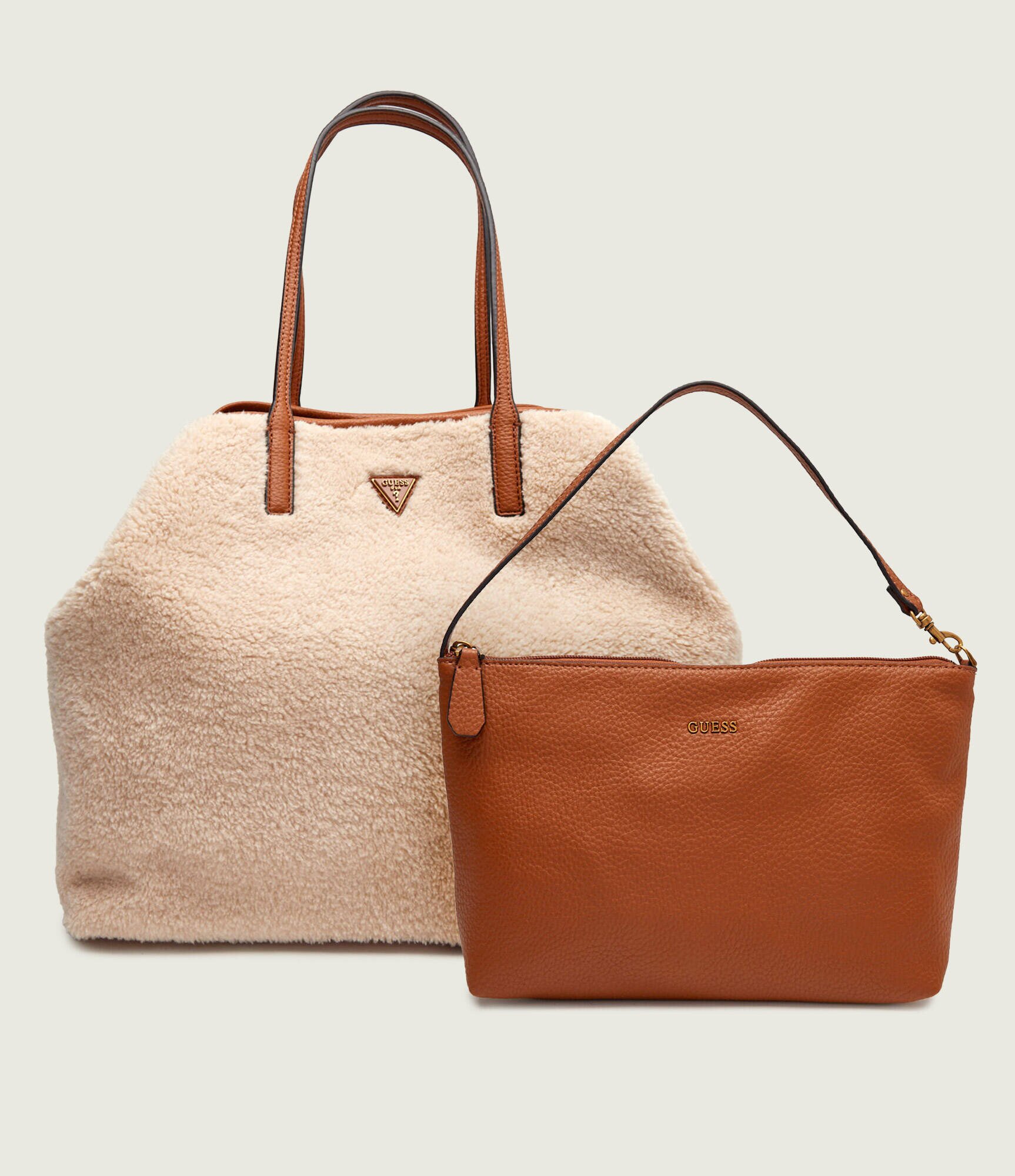 Guess Geantă shopper 2 în 1 VICTTORIA | shearling